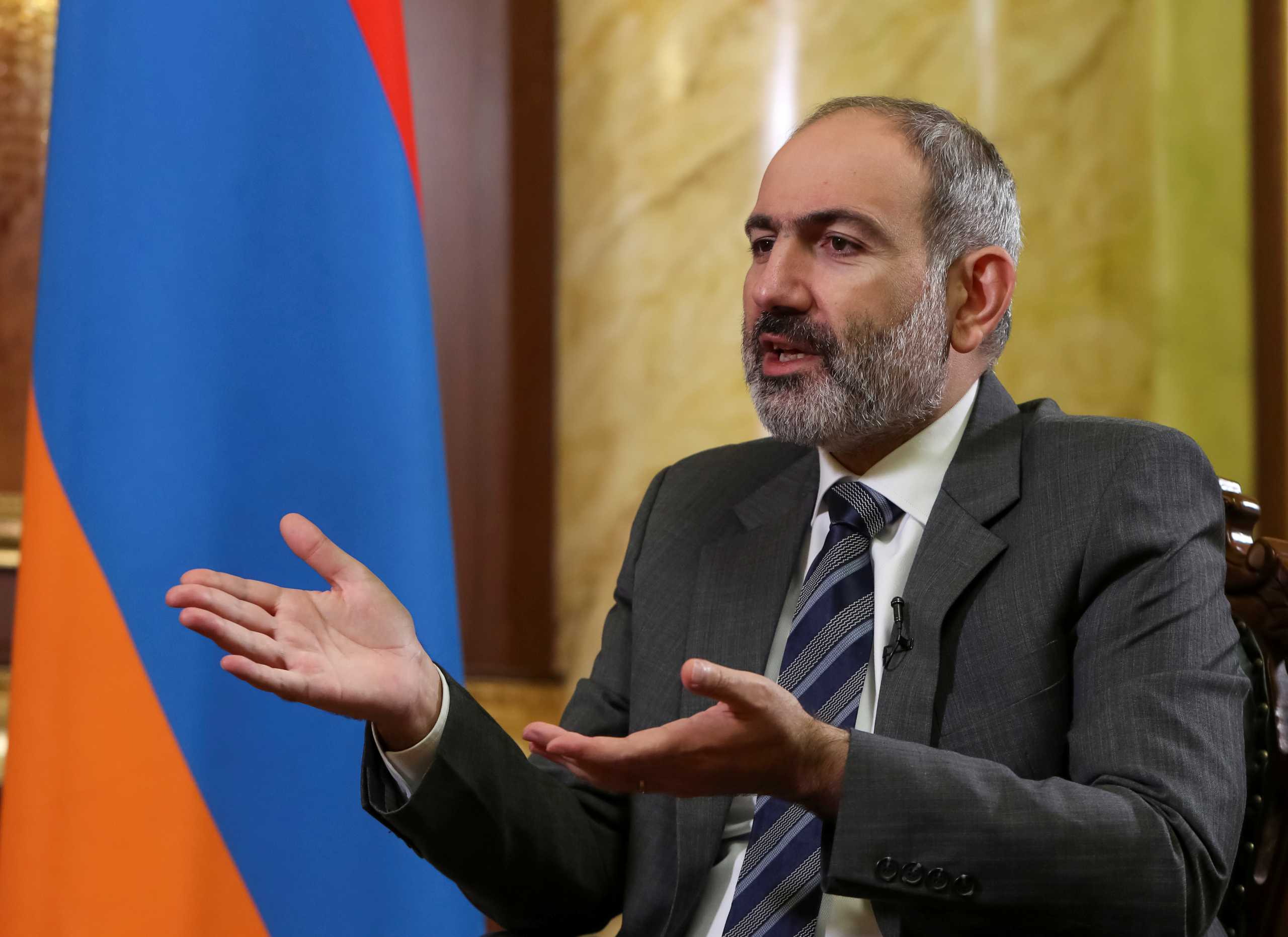 FILE PHOTO: Armenian Prime Minister Nikol Pashinyan is pictured during an interview with Reuters in Yerevan, Armenia October 13, 2020.  Hayk Baghdasaryan