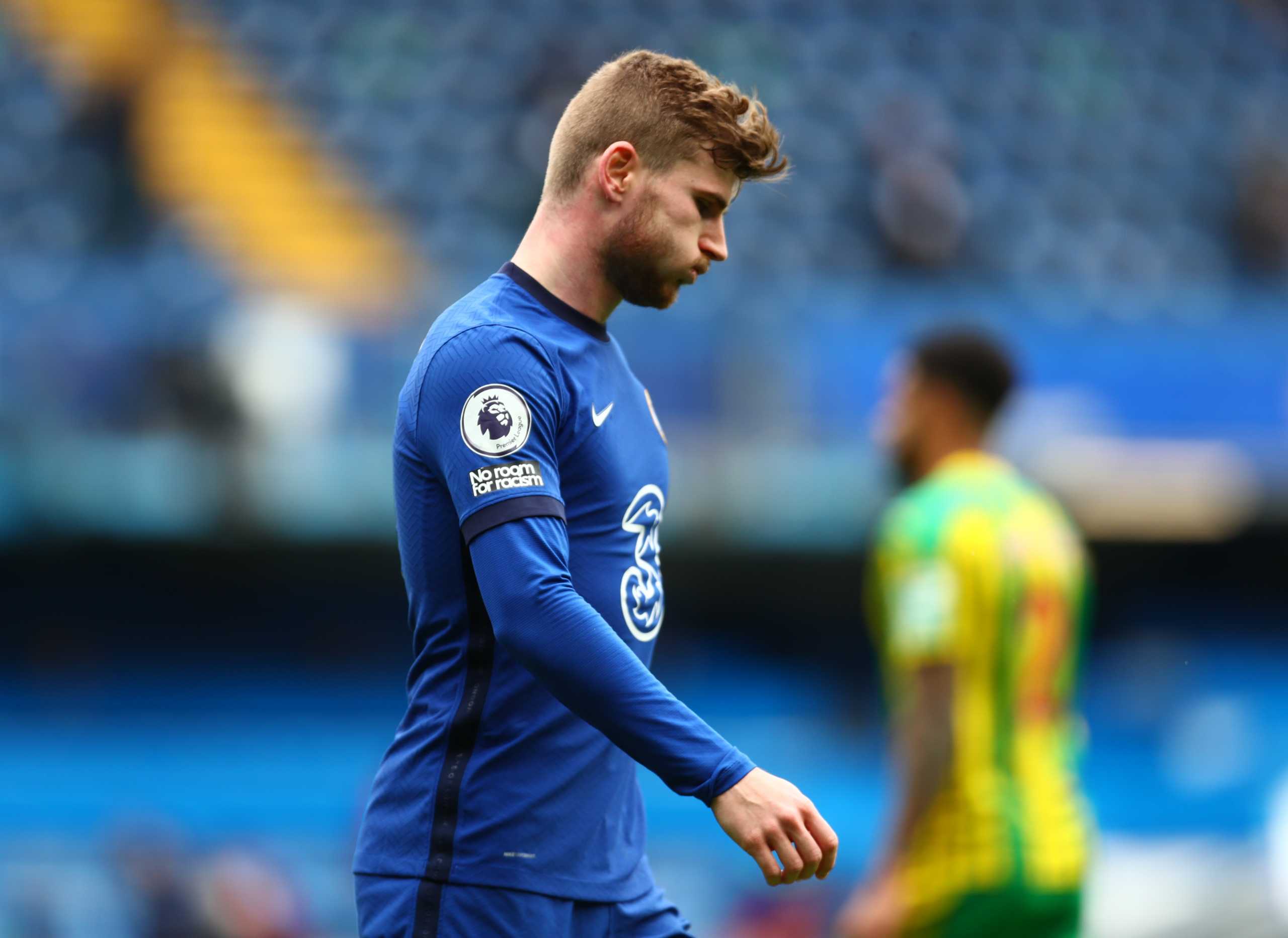 Soccer Football - Premier League - Chelsea v West Bromwich Albion - Stamford Bridge, London, Britain - April 3, 2021 Chelsea's Timo Werner looks dejected Pool via REUTERS