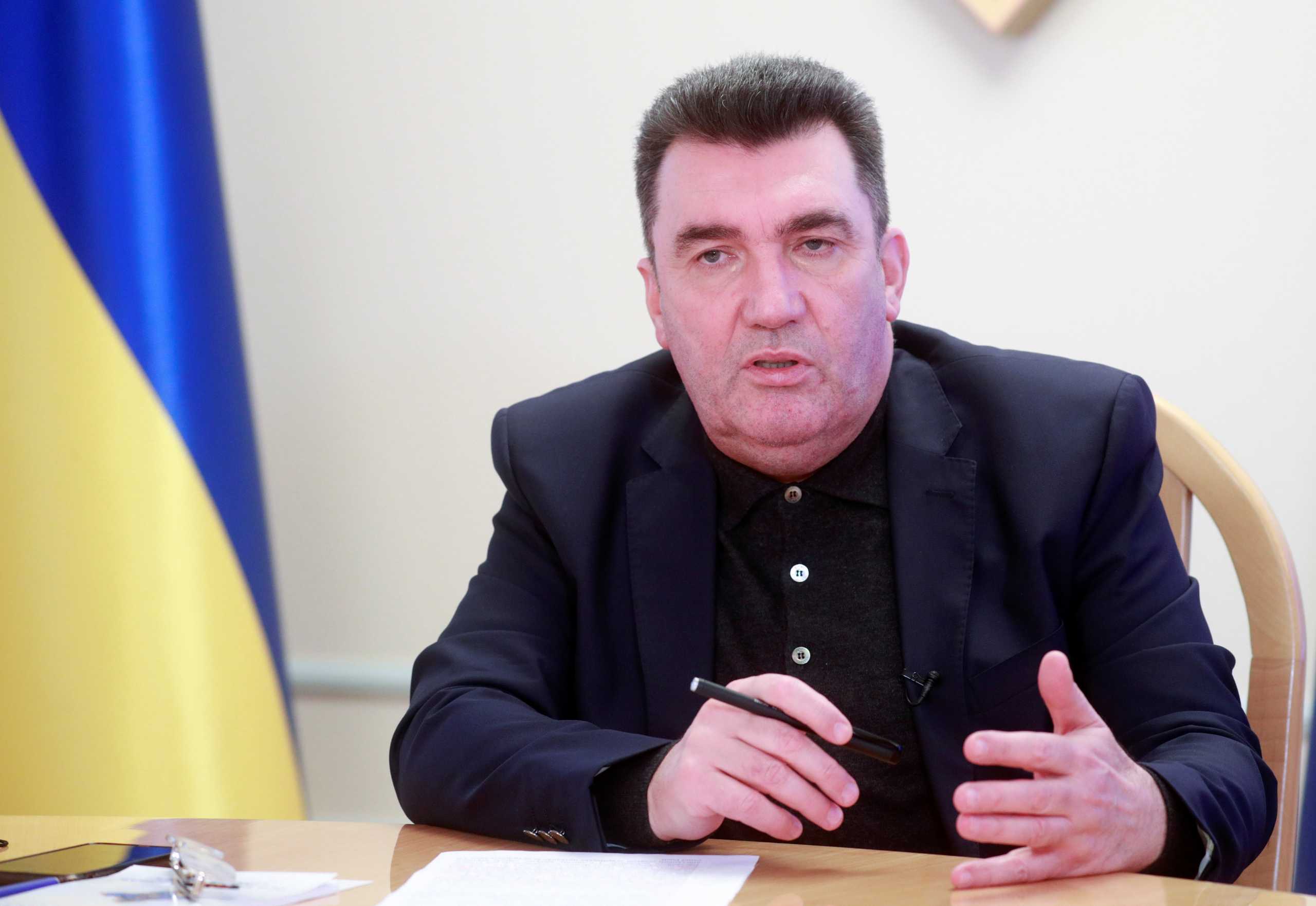 Oleksiy Danilov, secretary of Ukraine's National Security and Defence Council, speaks during an interview with Reuters in Kyiv, Ukraine April 7, 2021. REUTERS