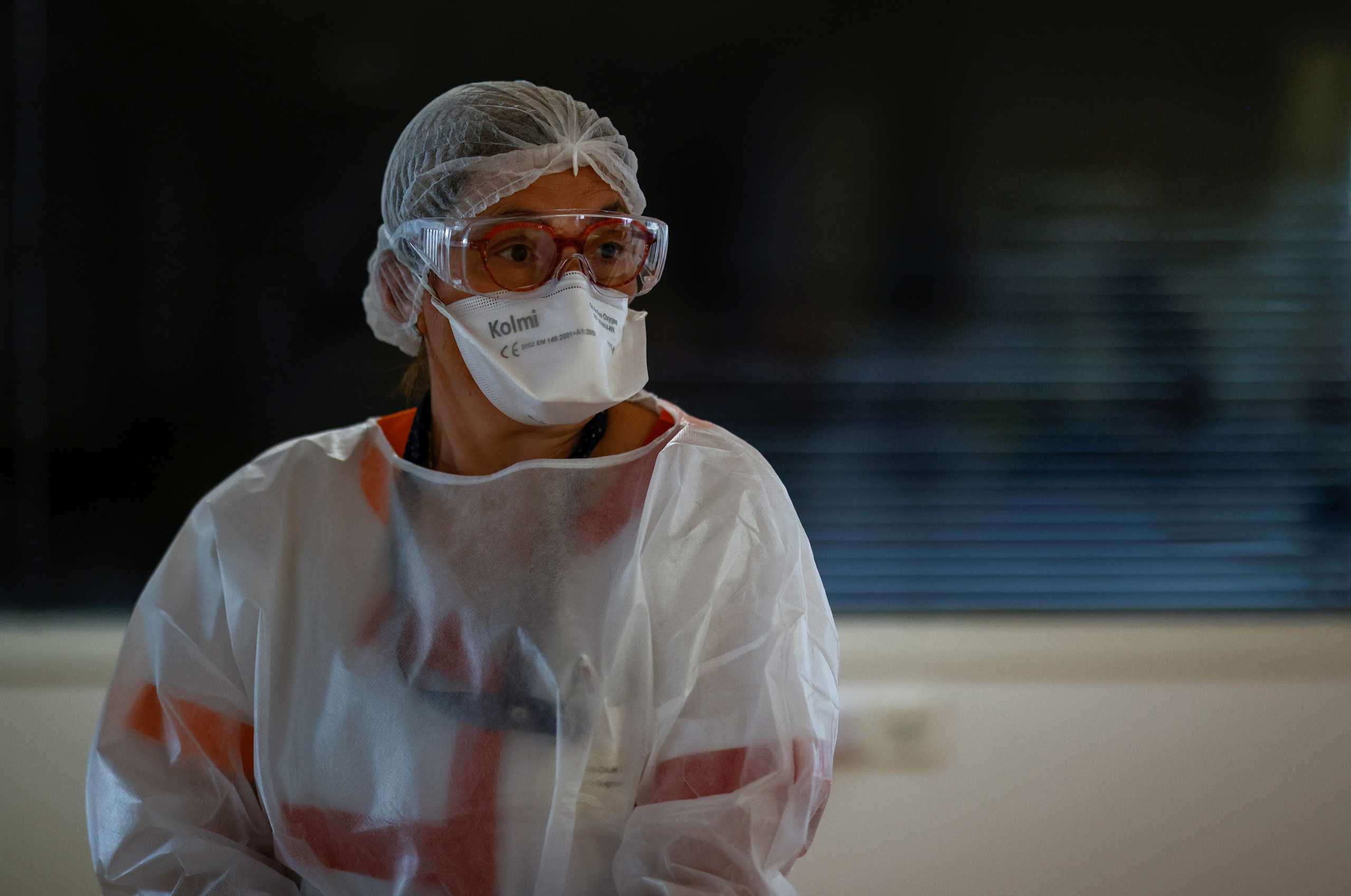A medical staff member works in the Intensive Care Unit (ICU) where patients suffering from the coronavirus disease (COVID-19) are treated at ELSAN's private hospital Clinique Oceane in Vannes, France, April 7, 2021. REUTERS