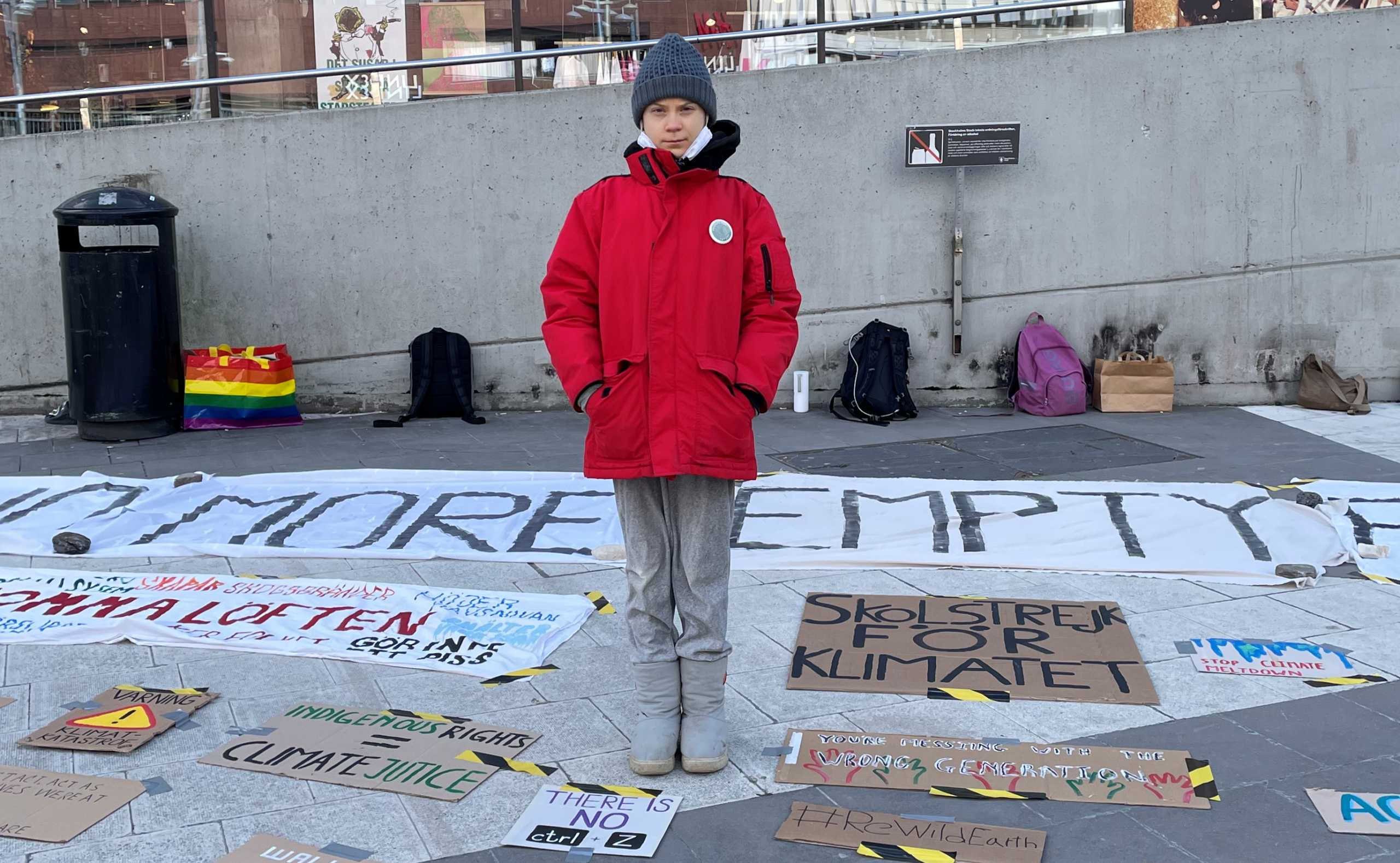 Swedish climate change activist Greta Thunberg attends a rally Fridays for Future as part of "Global Day of Climate Action in Stockholm, Sweden March 19, 2021. REUTERS