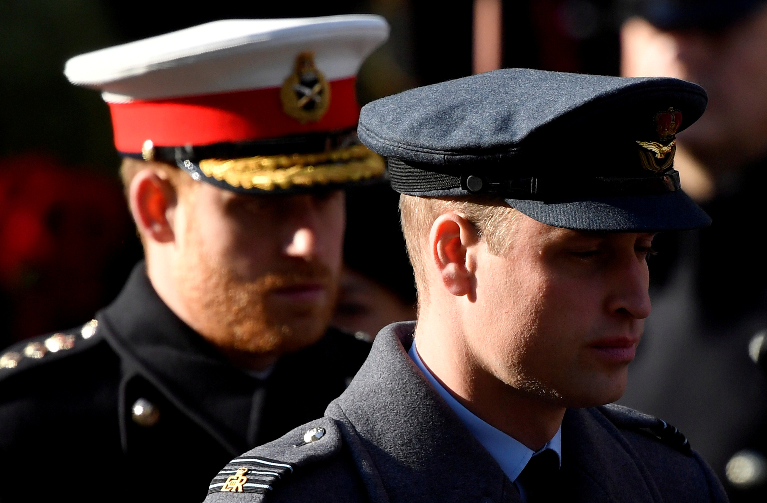 FILE PHOTO: Britain's Prince William and Prince Harry attend a National Service of Remembrance at The Cenotaph in Westminster, London, Britain, November 10, 2019. REUTERS