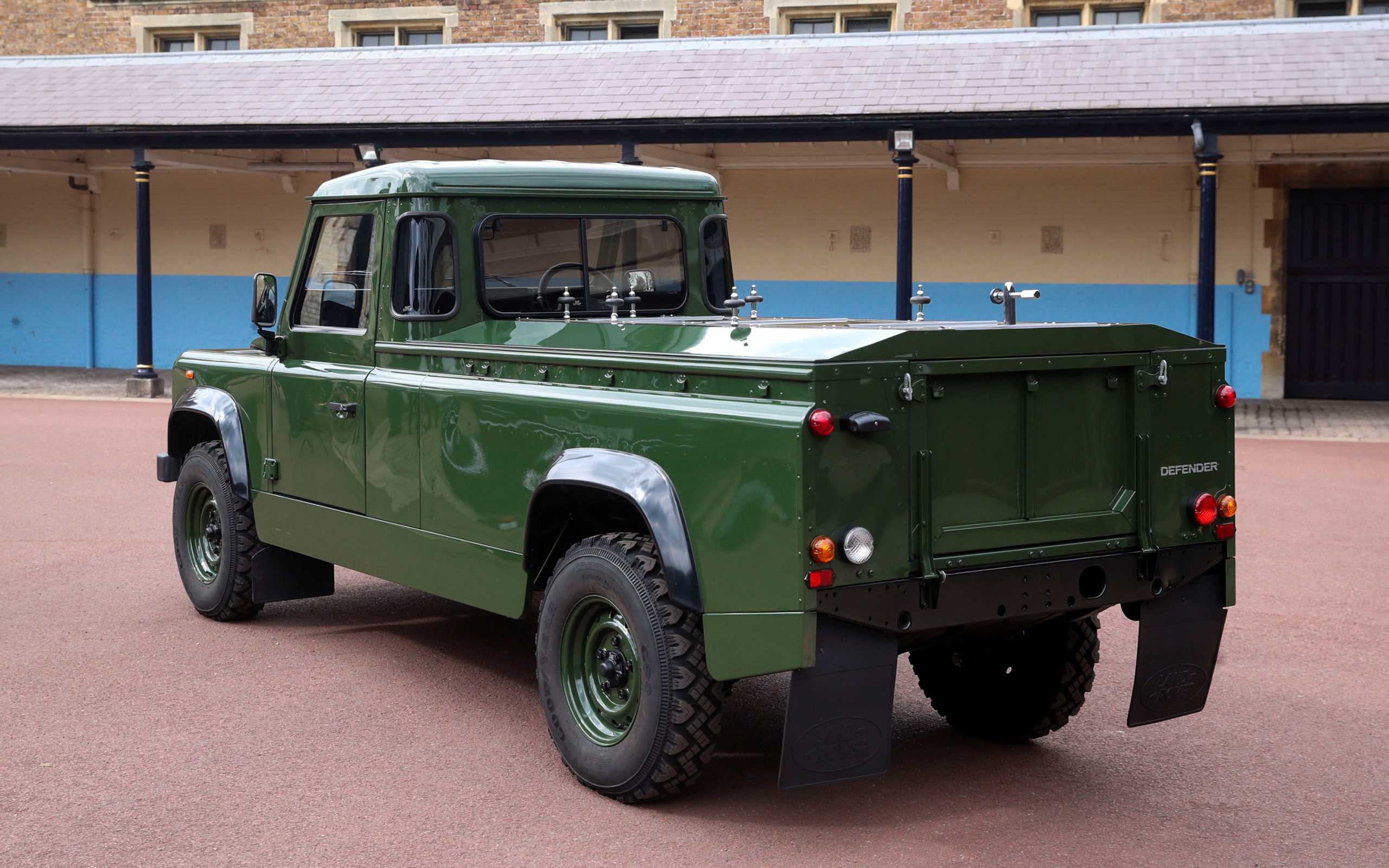 The Jaguar Land Rover that will be used to transport the coffin of Britain's Prince Philip at his funeral on April 17, 2021, is seen at Windsor Castle, Berkshire, Britain.  Steve Parsons