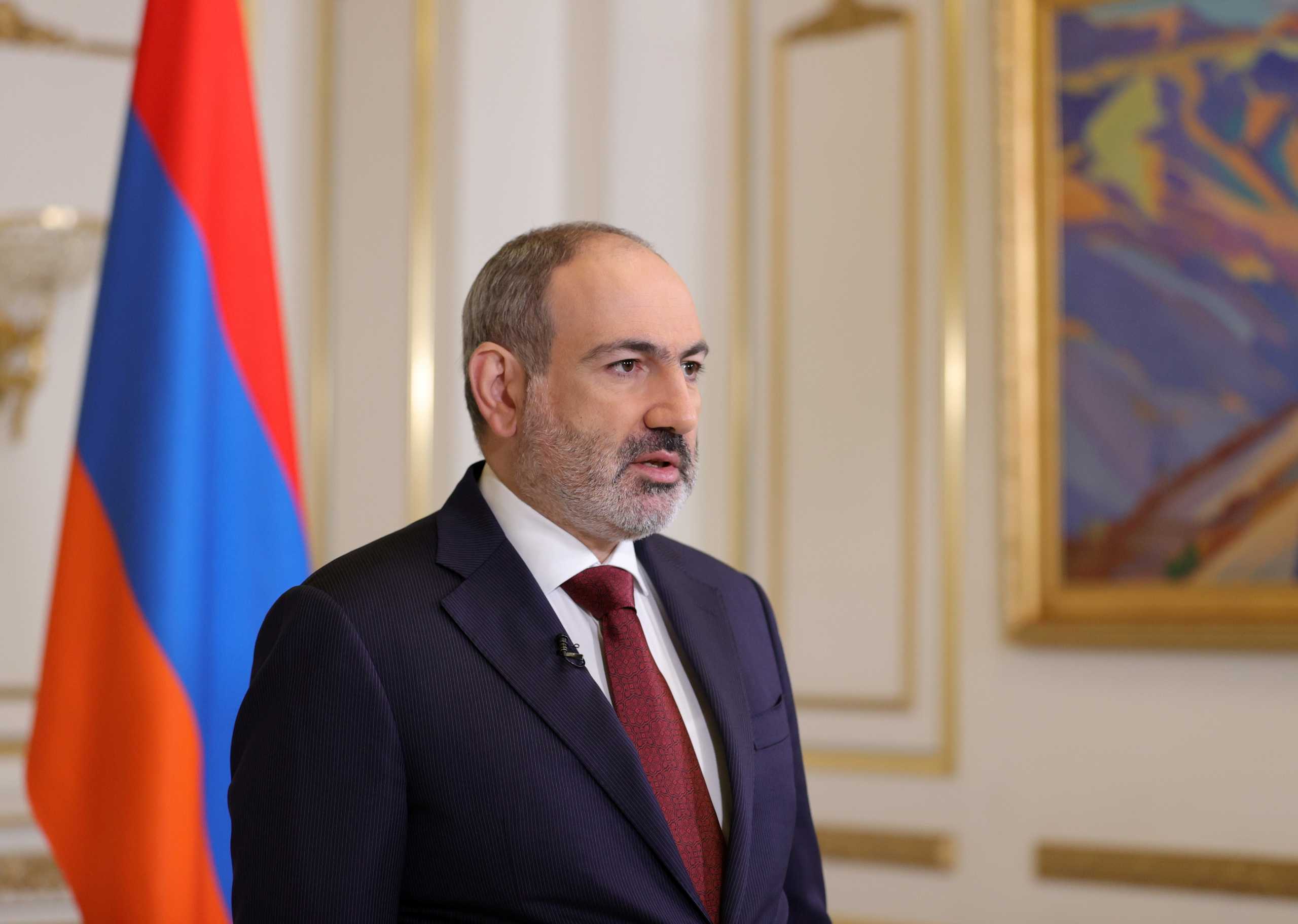 FILE PHOTO: Armenian Prime Minister Nikol Pashinyan delivers an address to the nation in Yerevan, Armenia April 25, 2021. Tigran Mehrabyan
