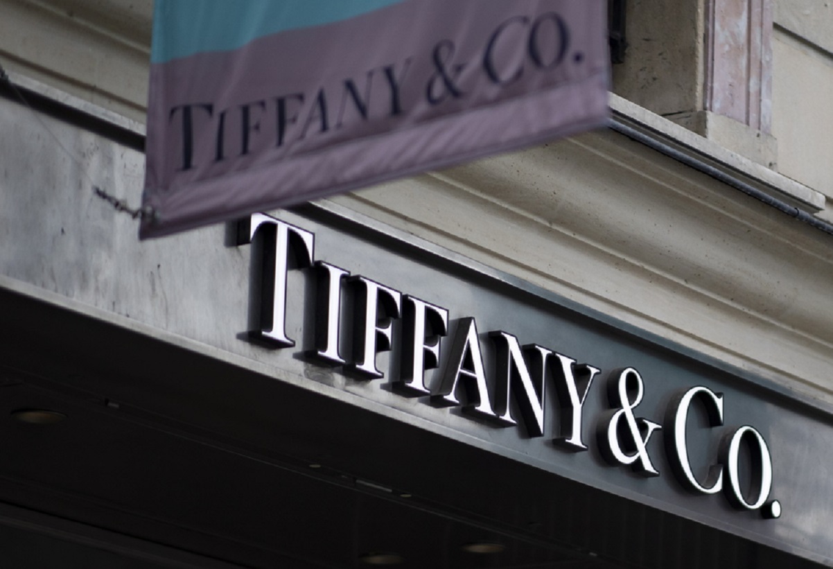epa08924859 The Tiffany & Co logo seen outside their store on the Champs-Elysees in Paris, France, 07 January 2021. French luxury group LVMH, led by Bernard Arnaud, has acquired Tiffanys & Co for 12.8 million euro ($ 15.8 million).  EPA