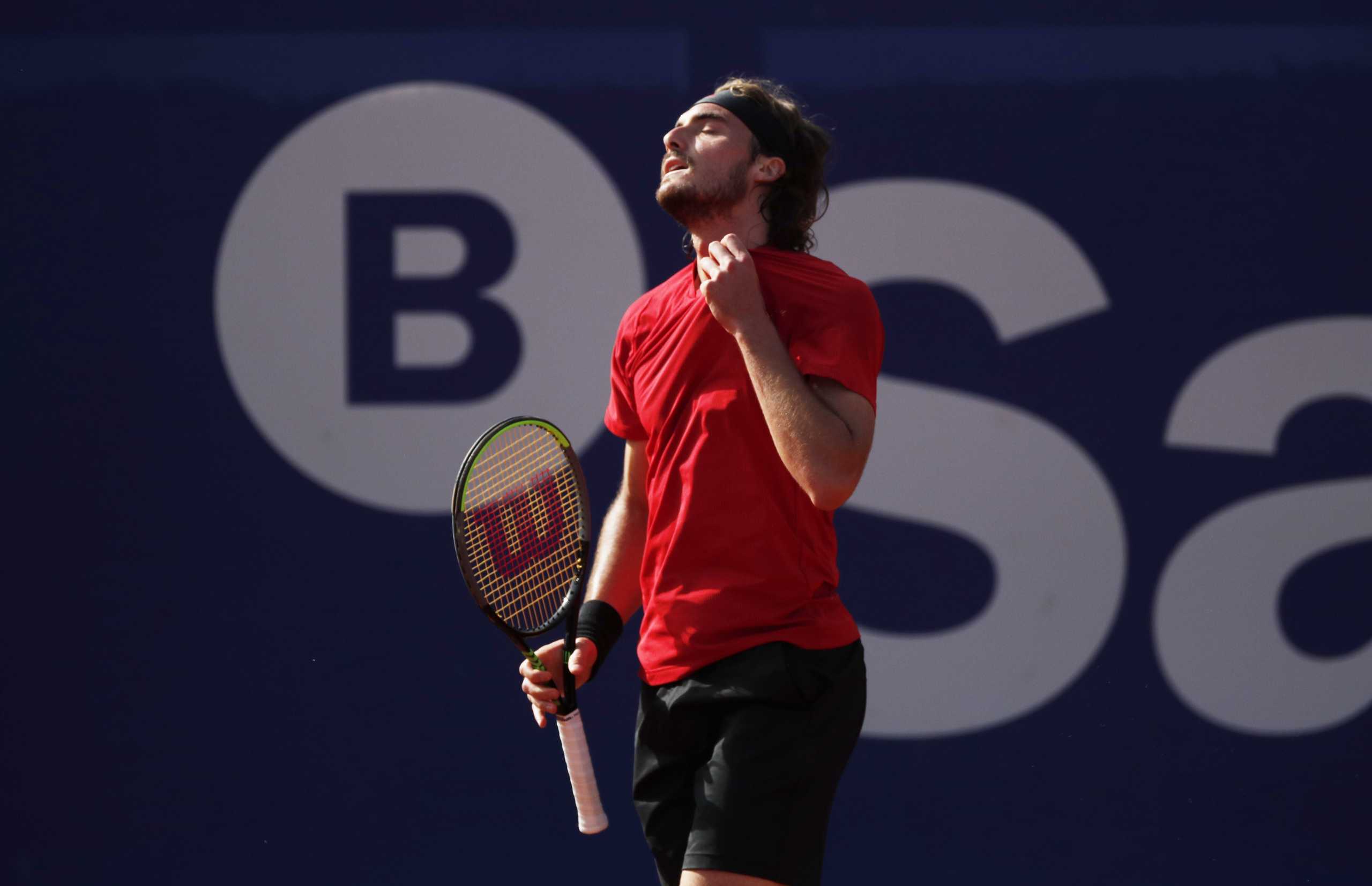 Tennis - ATP 500 - Barcelona Open - Real Club de Tennis Barcelona, Barcelona, Spain - April 25, 2021 Greece's Stefanos Tsitsipas reacts during the final against Spain's Rafael Nadal REUTERS