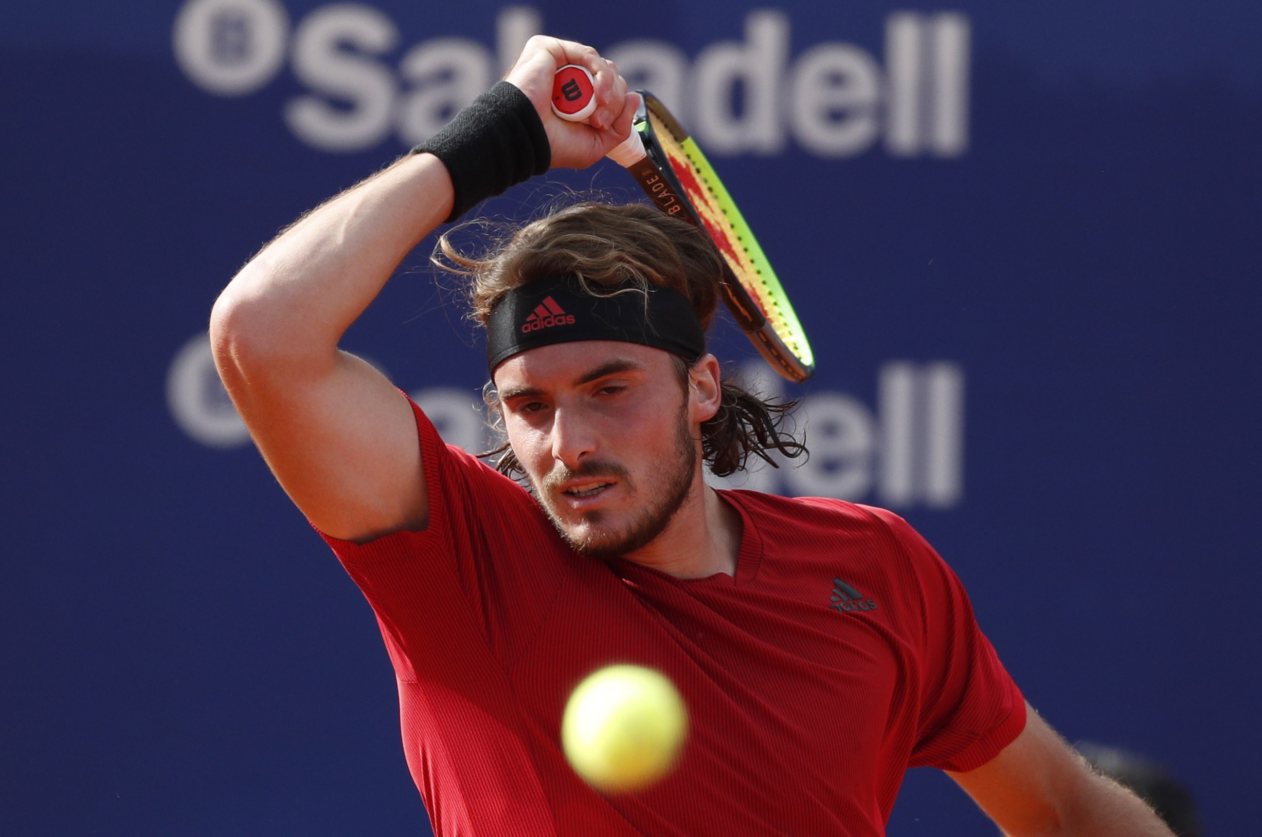 Tennis - ATP 500 - Barcelona Open - Real Club de Tennis Barcelona, Barcelona, Spain - April 25, 2021 Greece's Stefanos Tsitsipas in action during the final against Spain's Rafael Nadal REUTERS