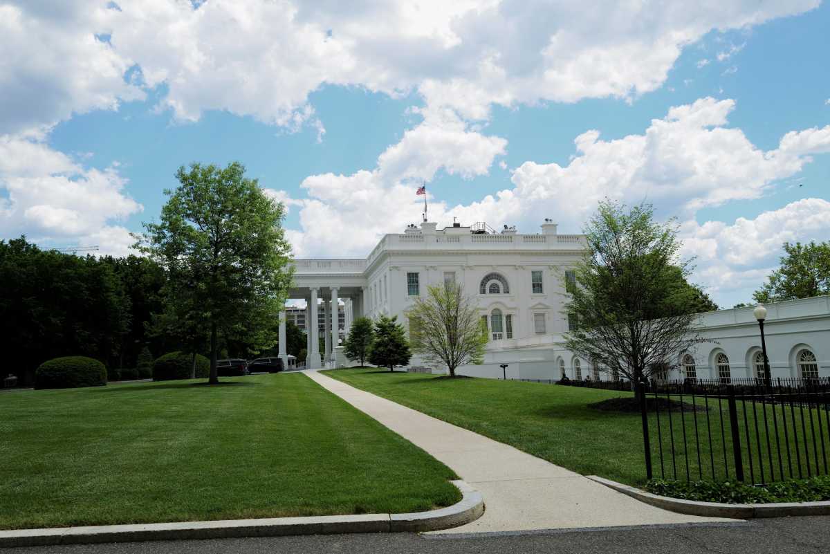 Clear skies and a warm day at The White House after the CDC relaxed COVID-19 restrictions for people who are fully vaccinated in Washington, U.S., May 15, 2021. REUTERS