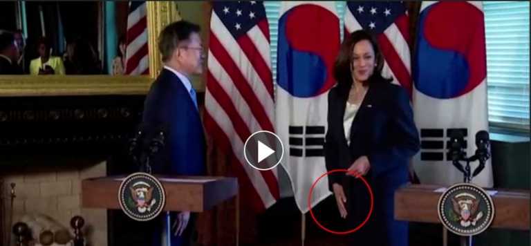 Καμάλα Χάρις: Viral το βίντεο που «σκουπίζεται» μετά τη χειραψία με τον πρόεδρο της Νότιας Κορέας (vid)