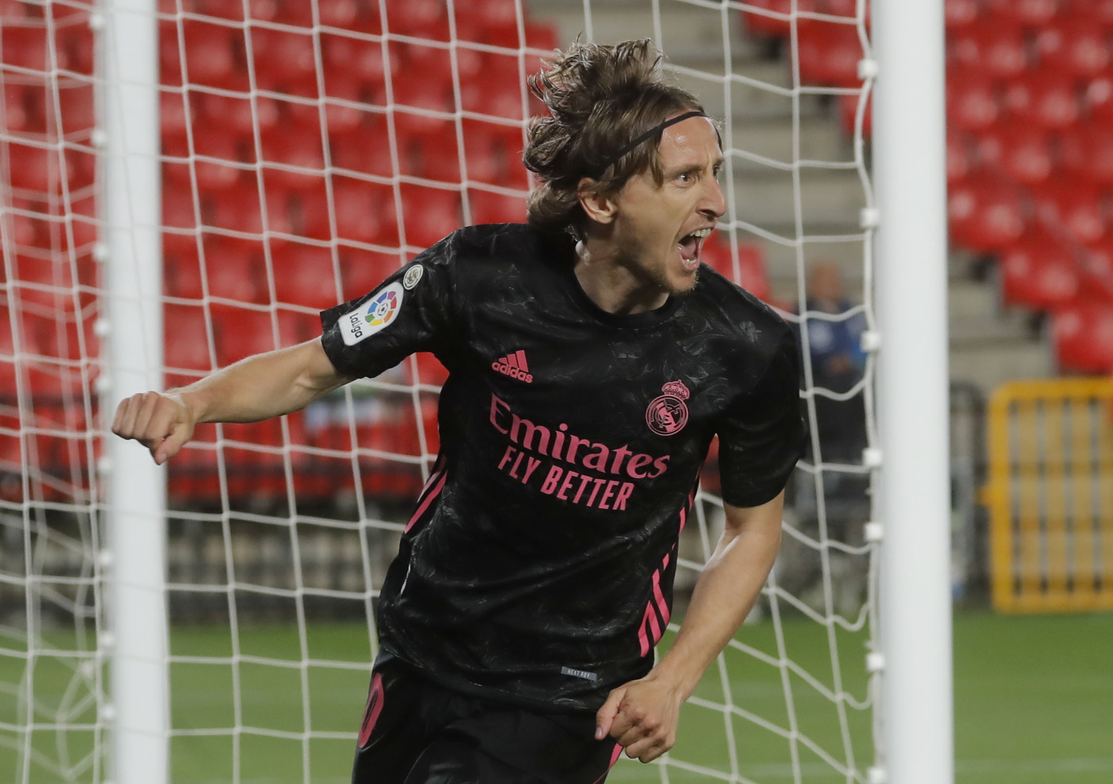 Soccer Football - La Liga Santander - Granada v Real Madrid - Nuevo Estadio de Los Carmenes, Granada, Spain - May 13, 2021 Real Madrid's Luka Modric celebrates scoring their first goal REUTERS