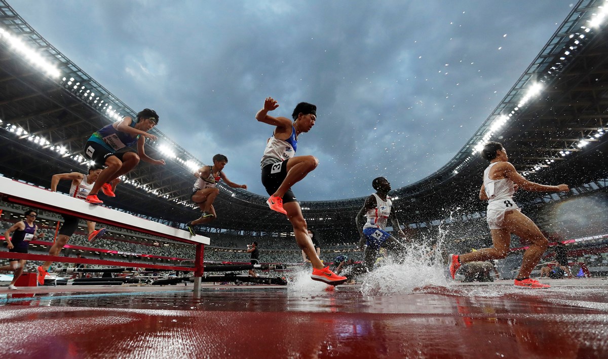 Olympics - Tokyo 2020 Olympic Games Test Event - Athletics - Olympic Stadium, Tokyo, Japan - May 9, 2021 General view during the men's 3000m Steeplechase final REUTERS