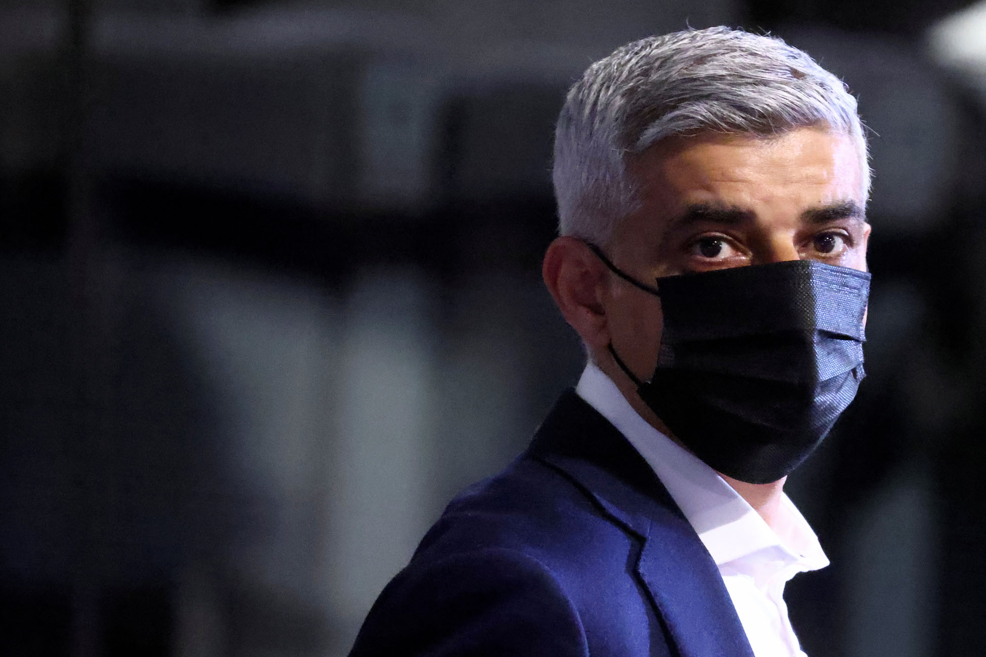 Mayor of London Sadiq Khan looks on while waiting for the results for the London mayoral election, at the City Hall in London, Britain, May 8, 2021. REUTERS