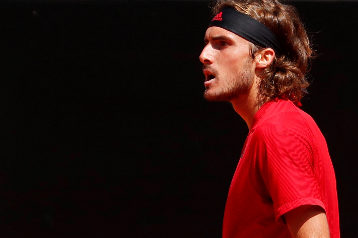 Tennis - ATP Masters 1000 - Italian Open - Foro Italico, Rome, Italy - May 15, 2021 Greece's Stefanos Tsitsipas reacts during his quarter final match against Serbia's Novak Djokovic REUTERS