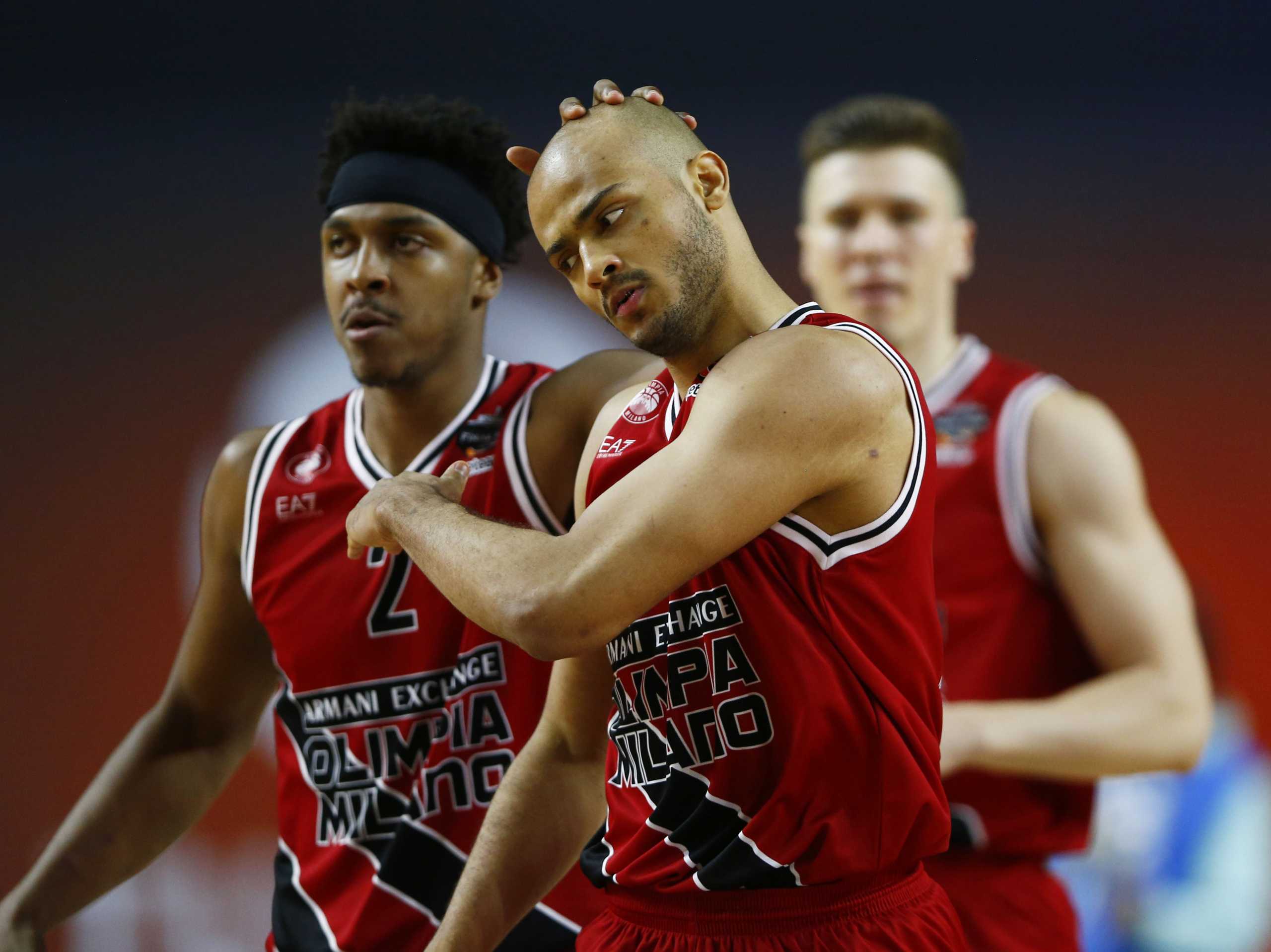 Basketball - Euroleague Third Place Play Off - Olimpia Milano v CSKA Moscow - Lanxess Arena, Cologne, Germany - May 30, 2021  Olimpia Milano's Shavon Shields celebrates after scoring a basket with Zach LeDay REUTERS