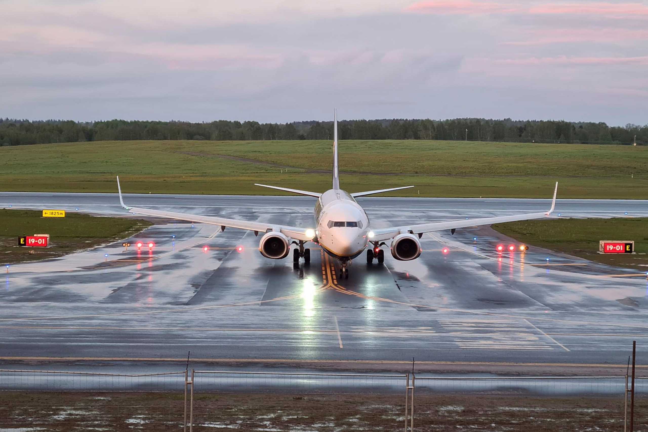 A Ryanair aircraft, which was carrying Belarusian opposition blogger and activist Roman Protasevich and diverted to Belarus, where authorities detained him, lands at Vilnius Airport in Vilnius, Lithuania May 23, 2021. REUTERS