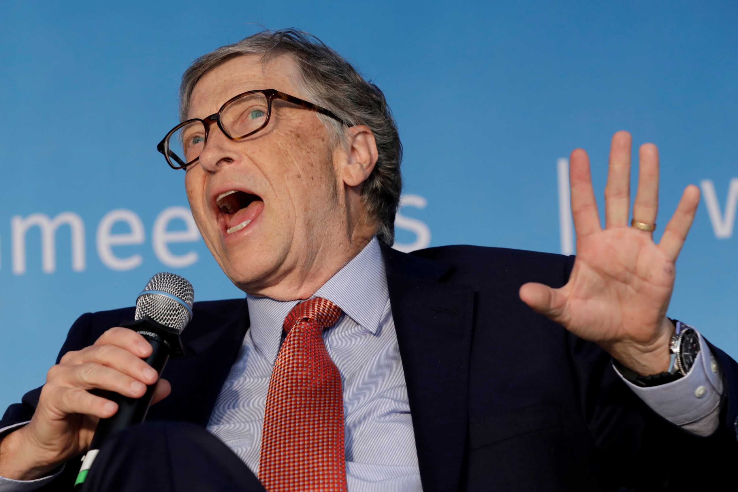 FILE PHOTO: Bill Gates, co-chair of the Bill & Melinda Gates Foundation, speaks at a panel discussion on Building Human Capital during the IMF