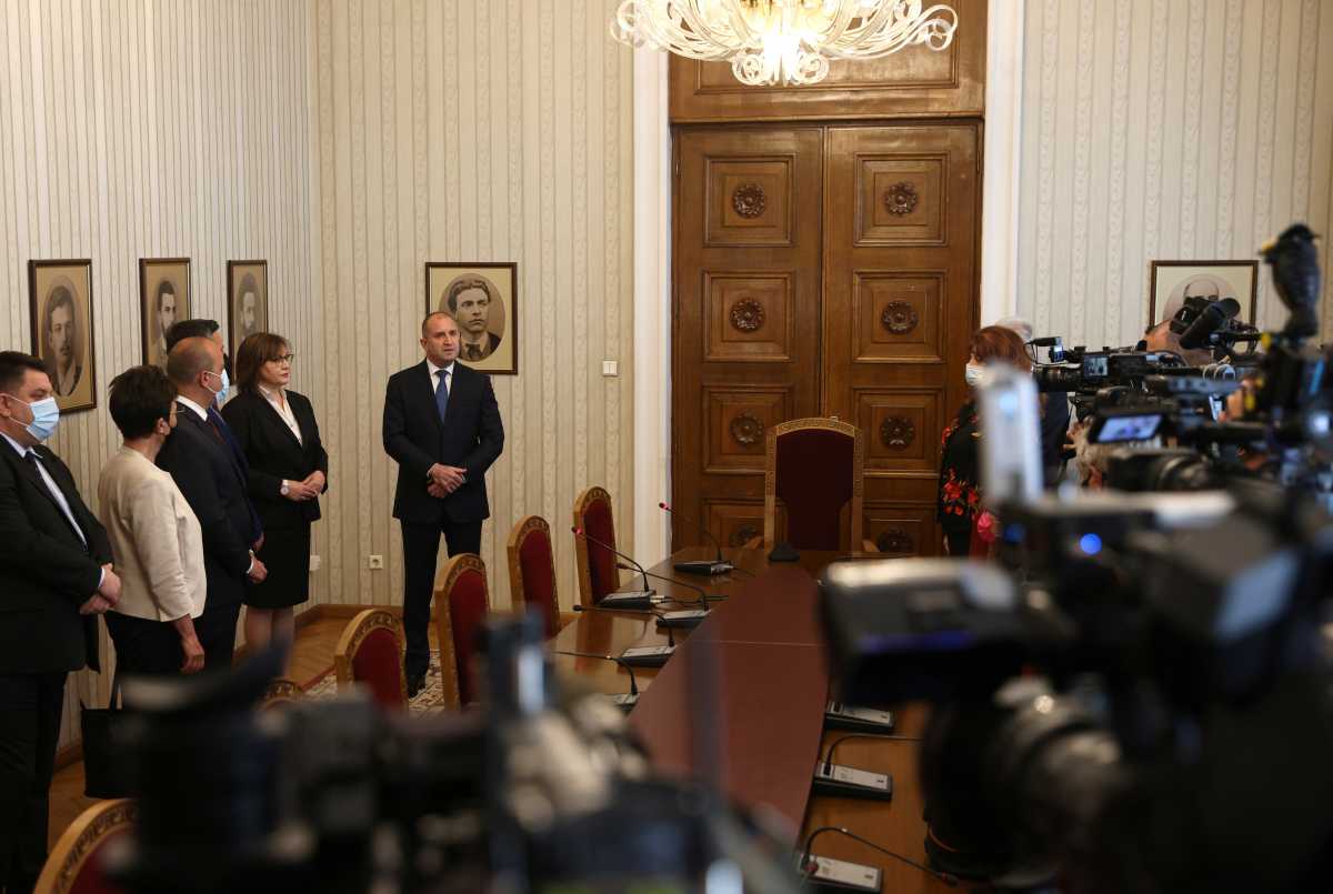 Bulgarian President Rumen Radev makes a statement announcing parliamentary snap election, in Sofia, Bulgaria, May 5, 2021. REUTERS