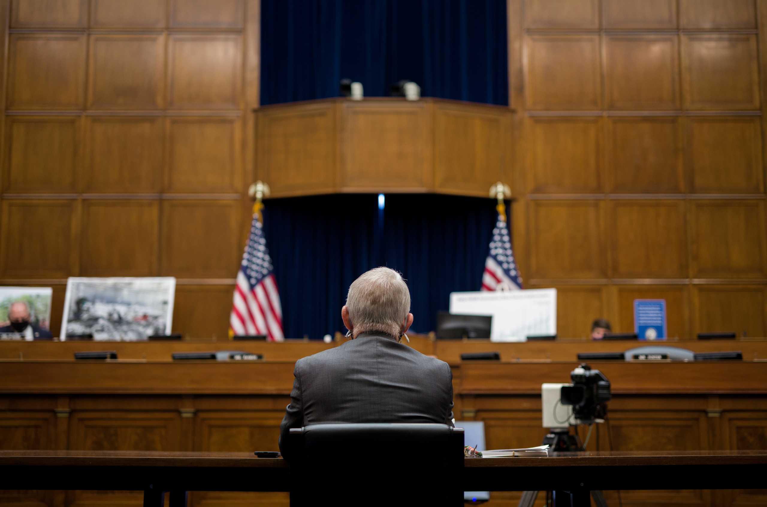 Dr. Anthony Fauci, director of the National Institute of Allergy and Infectious Diseases testifies during a House Select Subcommittee on the Coronavirus Crisis hearing on the Capitol Hill in Washington, U.S., April 15, 2021. Amr Alfiky