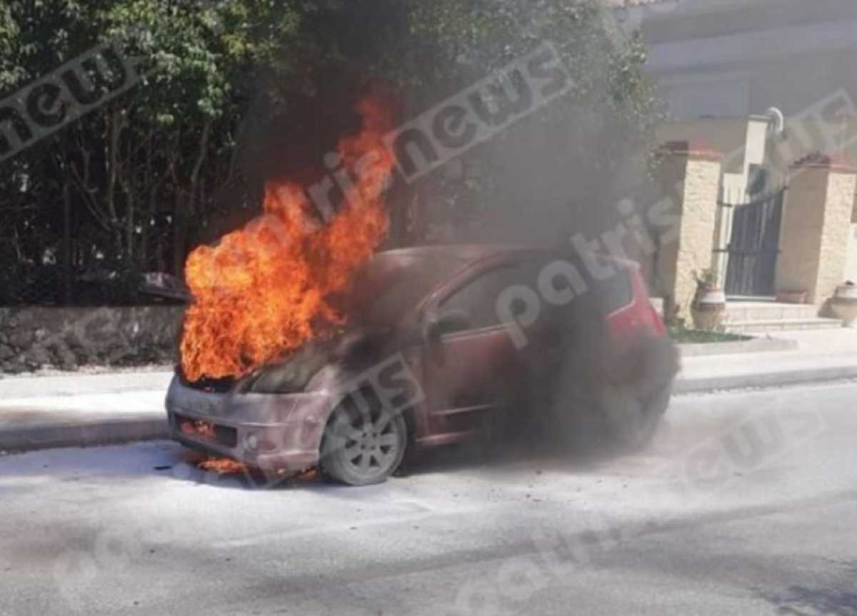 Πύργος: Λαχτάρα για οδηγό – Το αυτοκίνητο πήρε φωτιά εν κινήσει έξω από τον ΟΣΕ (pic)