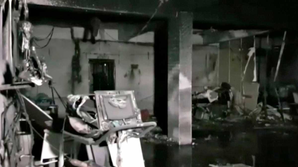 Damaged equipment and furniture are seen in the burnt interior of a hospital treating coronavirus disease (COVID-19) patients, after a deadly fire, in India's western Gujarat state, May 1, 2021, in this still image obtained from video. ANI