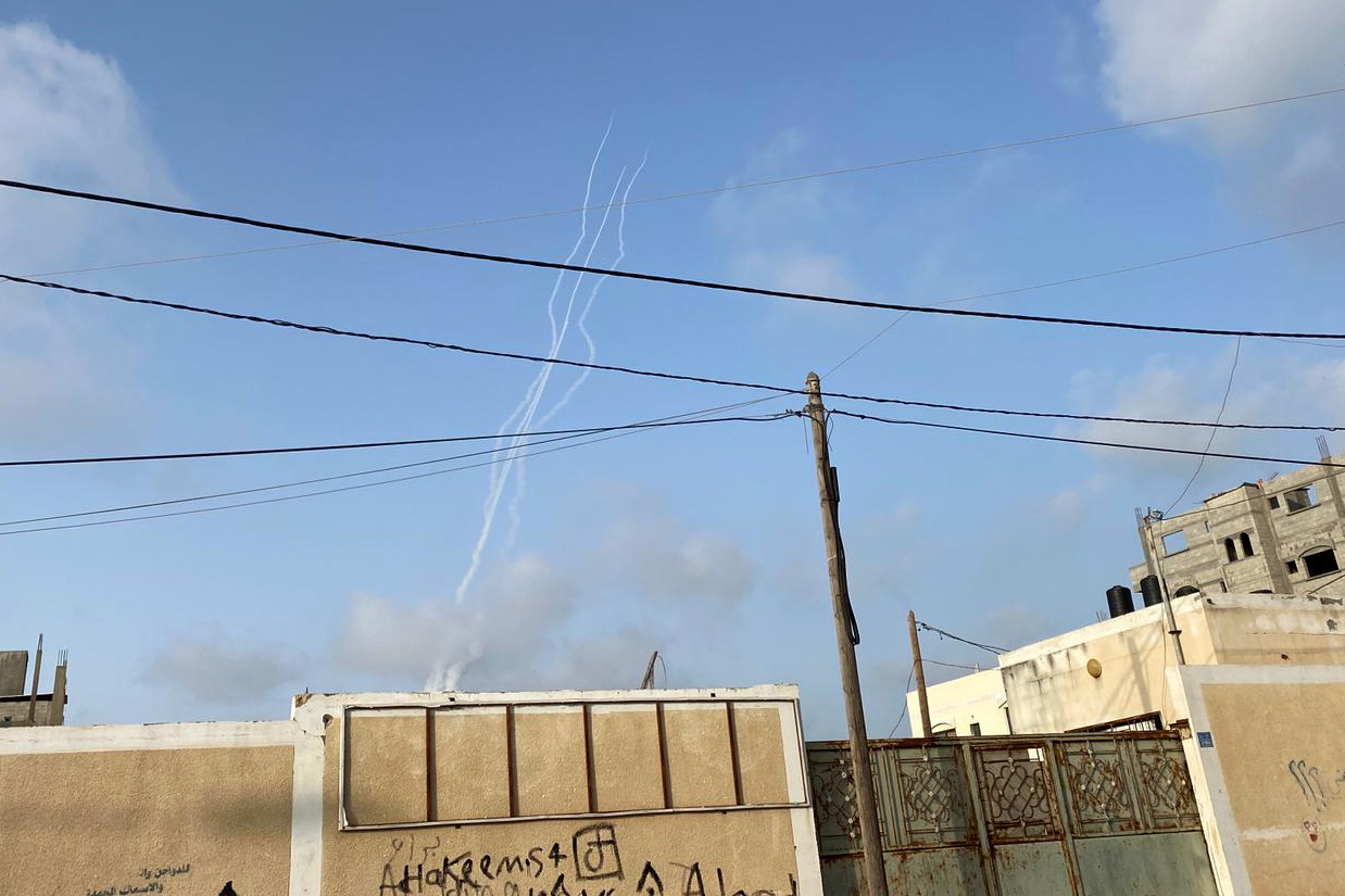 Rockets are launched into Israel amid Jerusalem's tension, in Gaza May 10, 2021. REUTERS