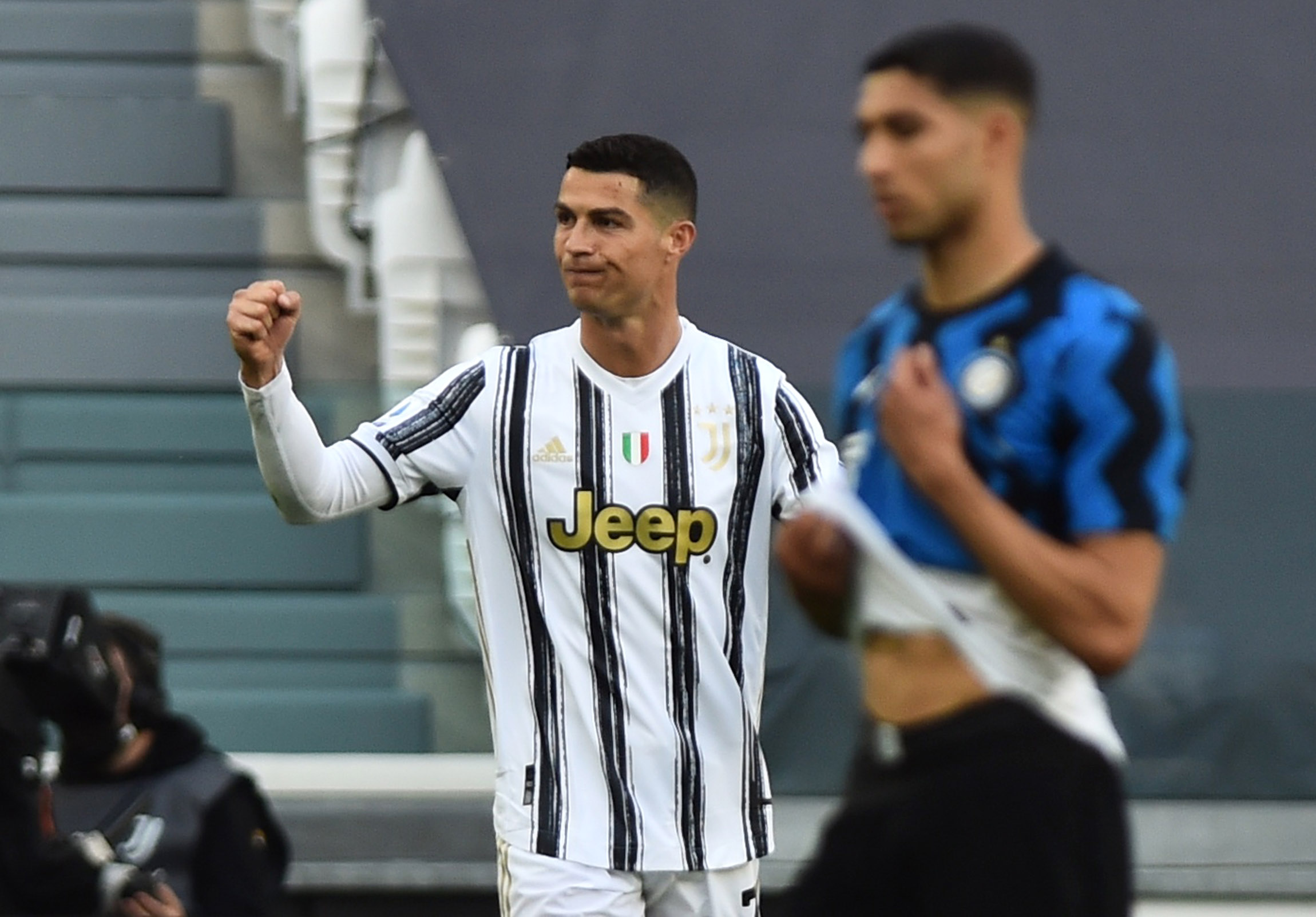 Soccer Football - Serie A - Juventus v Inter Milan - Allianz Stadium, Turin, Italy - May 15, 2021 Juventus' Cristiano Ronaldo celebrates scoring their first goal REUTERS
