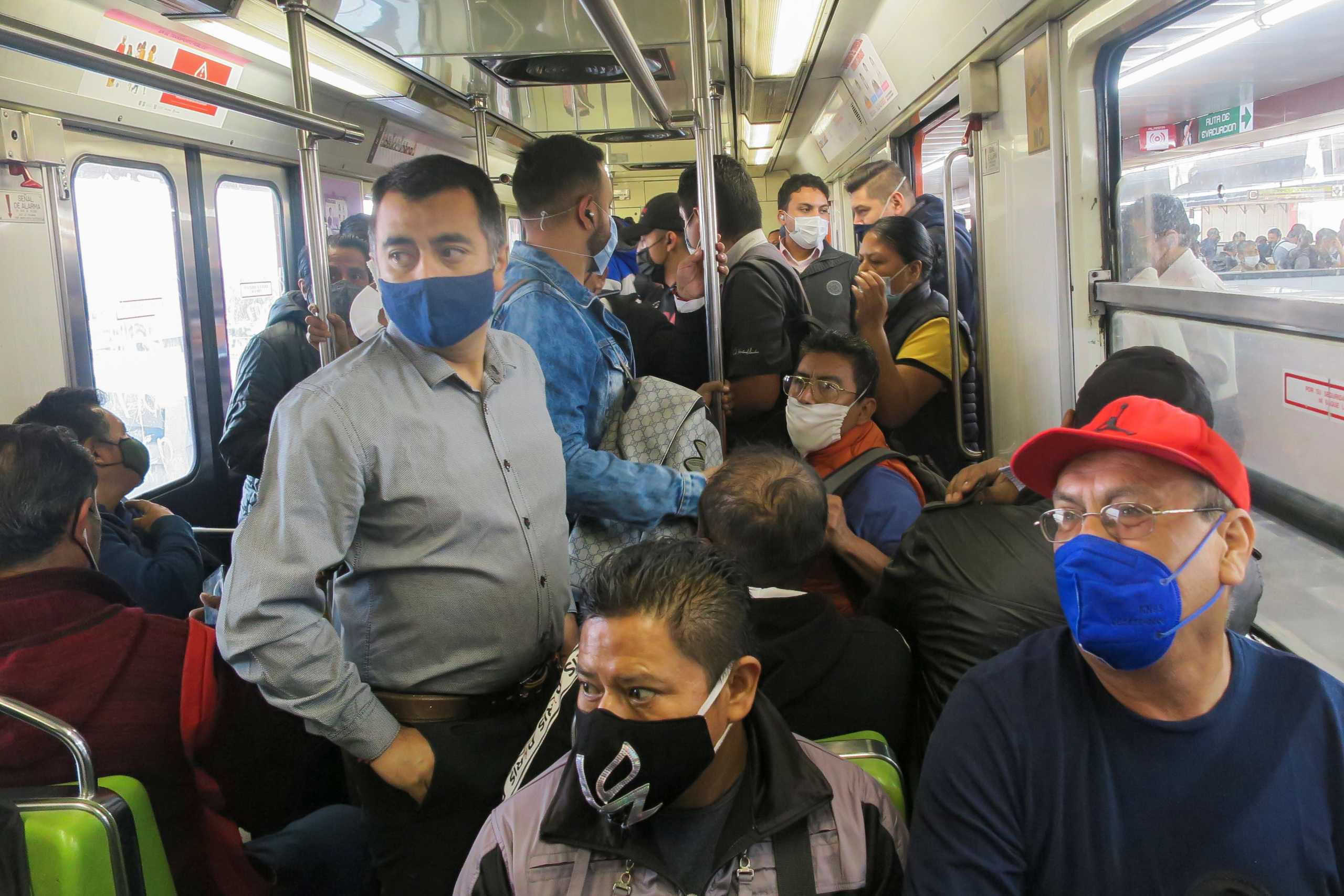 People travel in a metro carriage in Mexico City, Mexico May 5, 2021. REUTERS