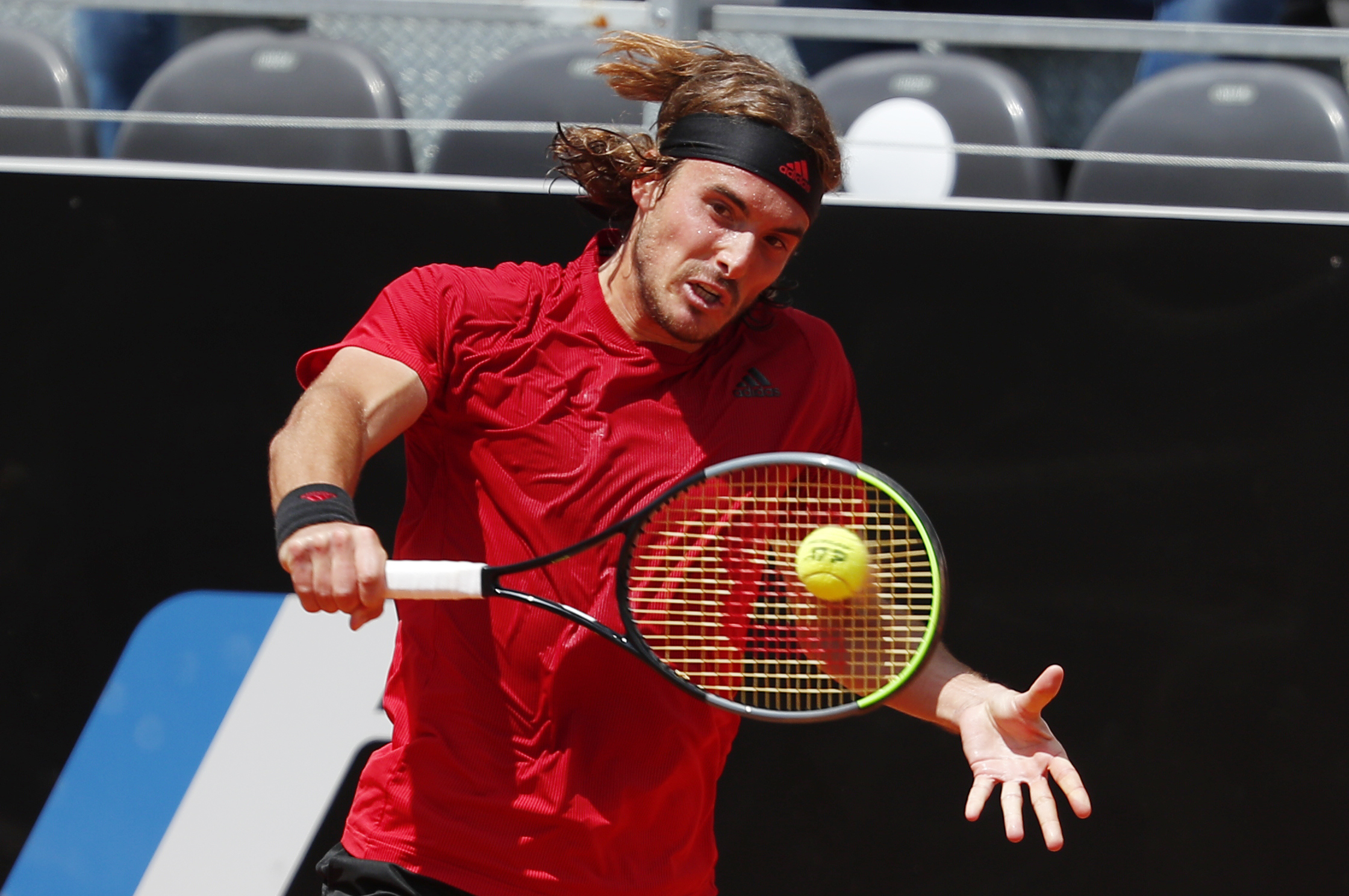 Tennis - ATP Masters 1000 - Italian Open - Foro Italico, Rome, Italy - May 13, 2021 Greece's Stefanos Tsitsipas in action during his third round match against Italy's Matteo Berrettini REUTERS