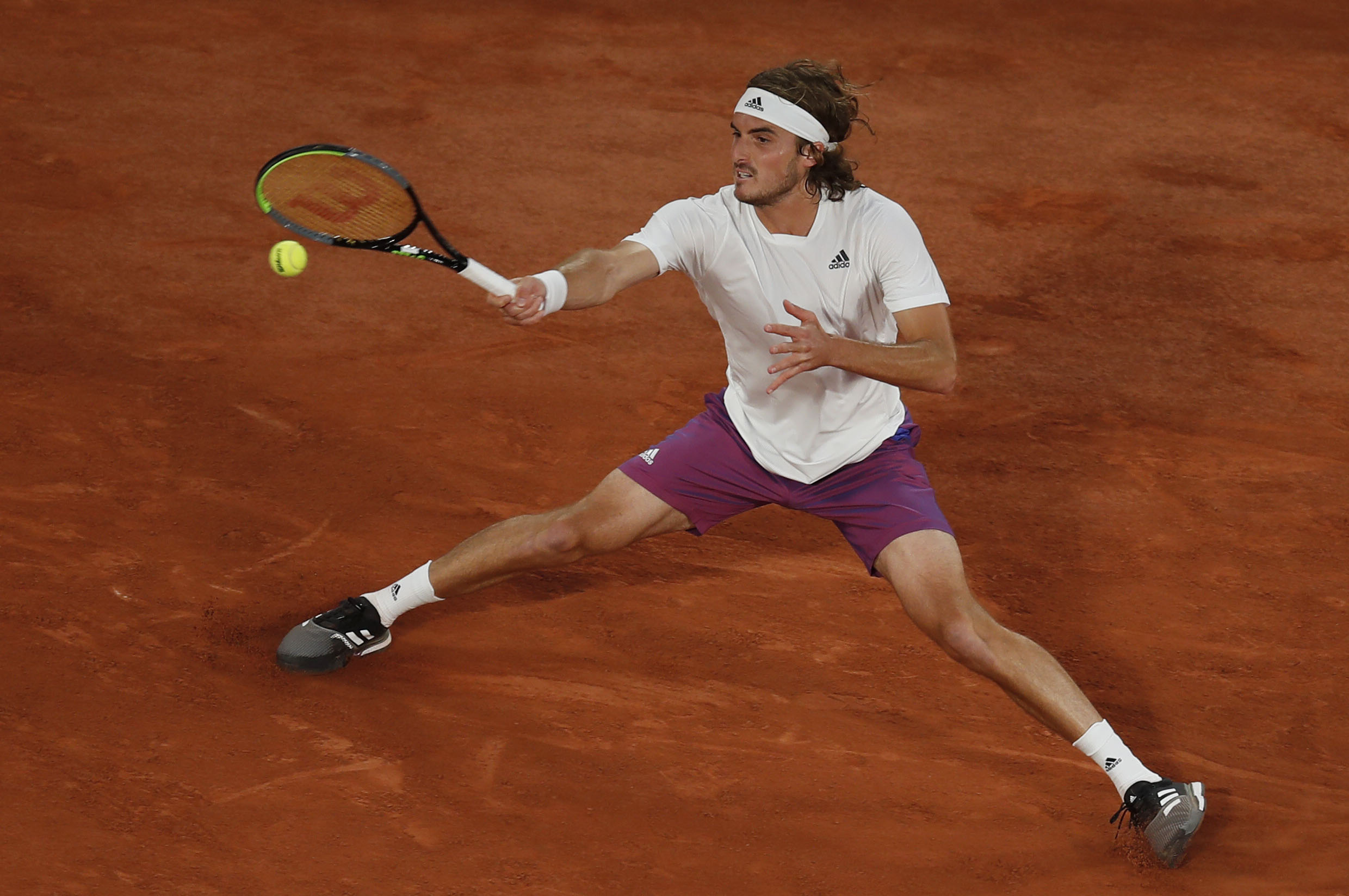 Tennis - French Open - Roland Garros, Paris, France - May 30, 2021 Greece's Stefanos Tsitsipas in action during his first round match against France's Jeremy Chardy REUTERS