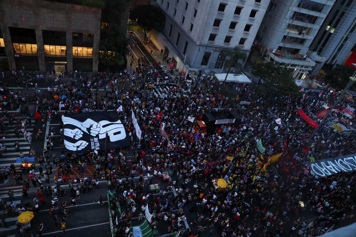 People attend a protest against Brazil's President Jair Bolsonaro, in Sao Paulo, Brazil, May 29, 2021. REUTERS