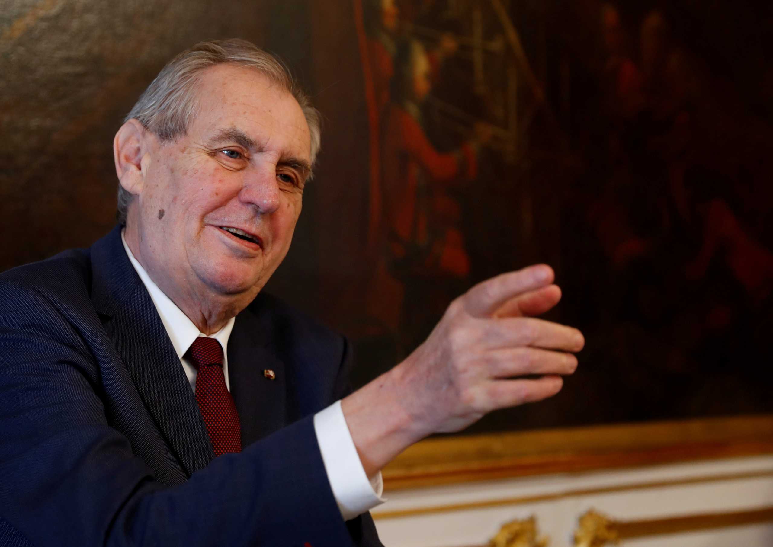 FILE PHOTO: Czech President Milos Zeman gestures in Vienna, Austria April 3, 2019. REUTERS