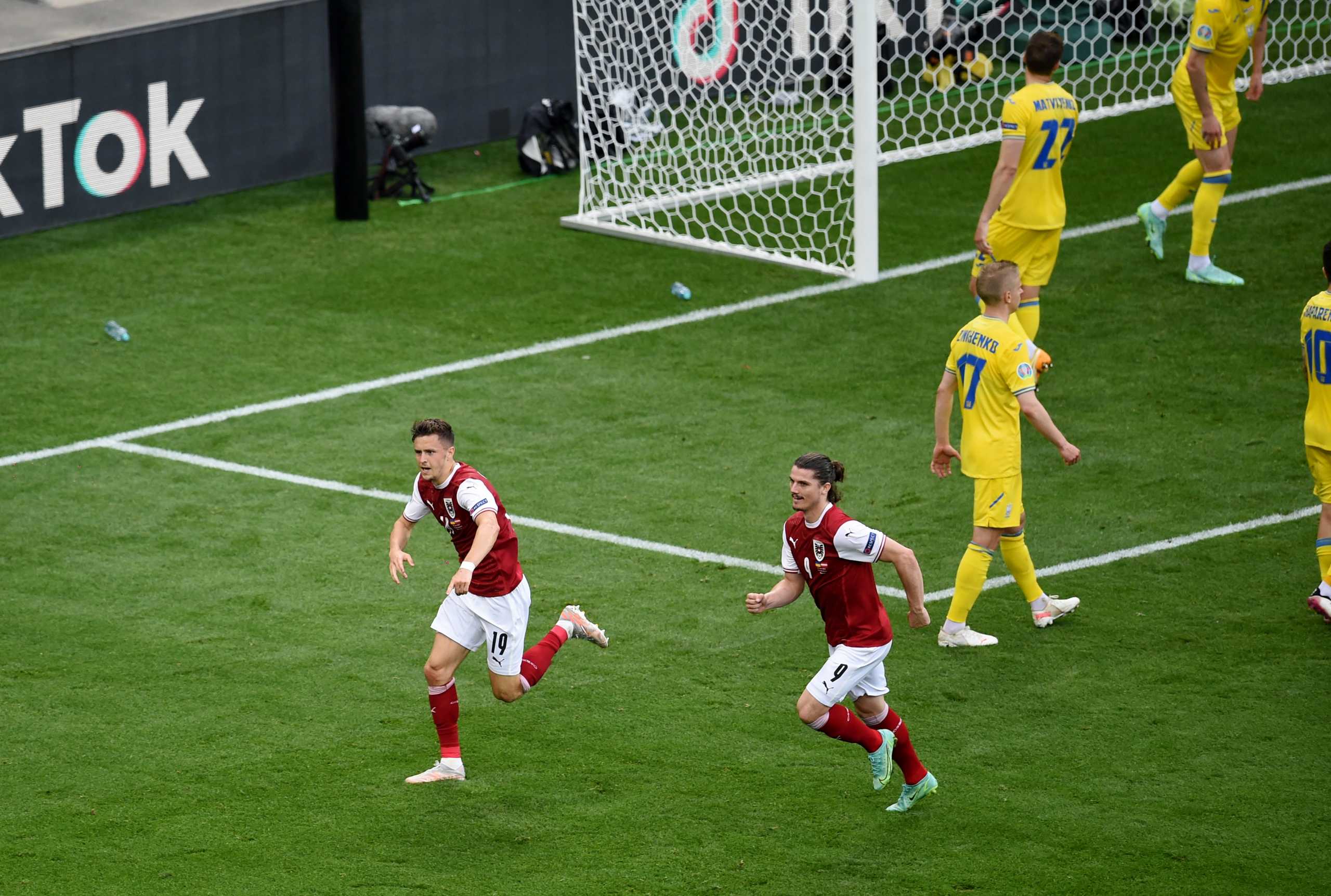 Soccer Football - Euro 2020 - Group C - Ukraine v Austria - National Arena Bucharest, Bucharest, Romania - June 21, 2021 Austria's Christoph Baumgartner celebrates scoring their first goal Pool via REUTERS