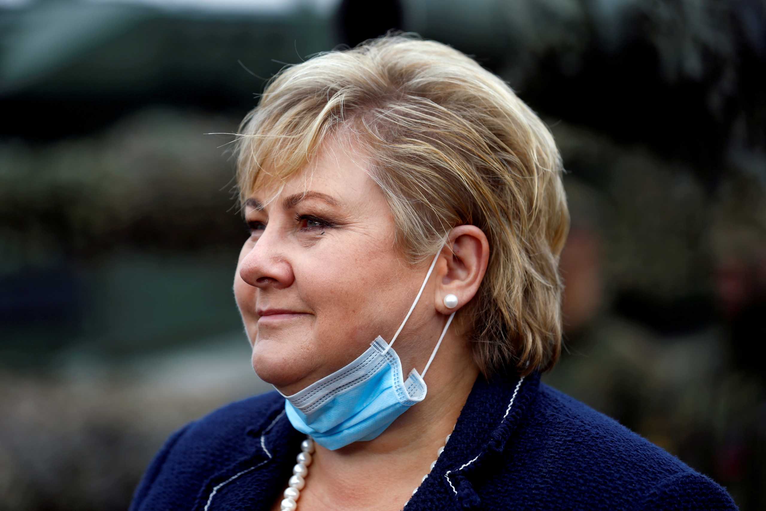 FILE PHOTO: Norwegian Prime Minister Erna Solberg visits troops of the NATO enhanced Forward Presence Battle Group in Pabrade, Lithuania September 8, 2020. REUTERS