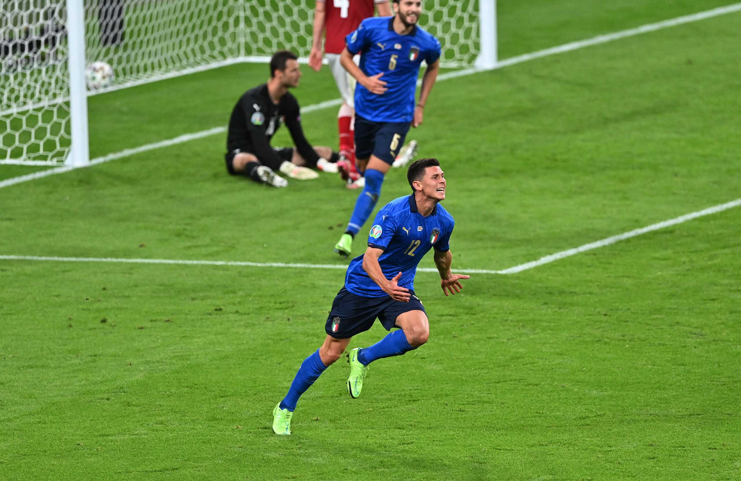 Soccer Football - Euro 2020 - Round of 16 - Italy v Austria - Wembley Stadium, London, Britain - June 26, 2021 Italy's Matteo Pessina celebrates scoring their second goal Pool via REUTERS