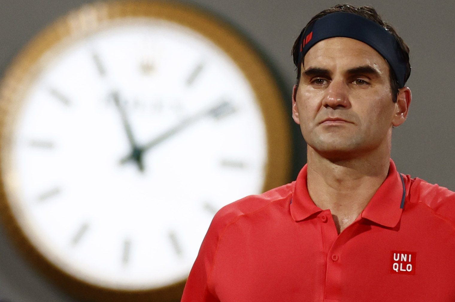 Tennis - French Open - Roland Garros, Paris, France - June 5, 2021 Switzerland's Roger Federer  during his third round match against Germany's Dominik Koepfer REUTERS