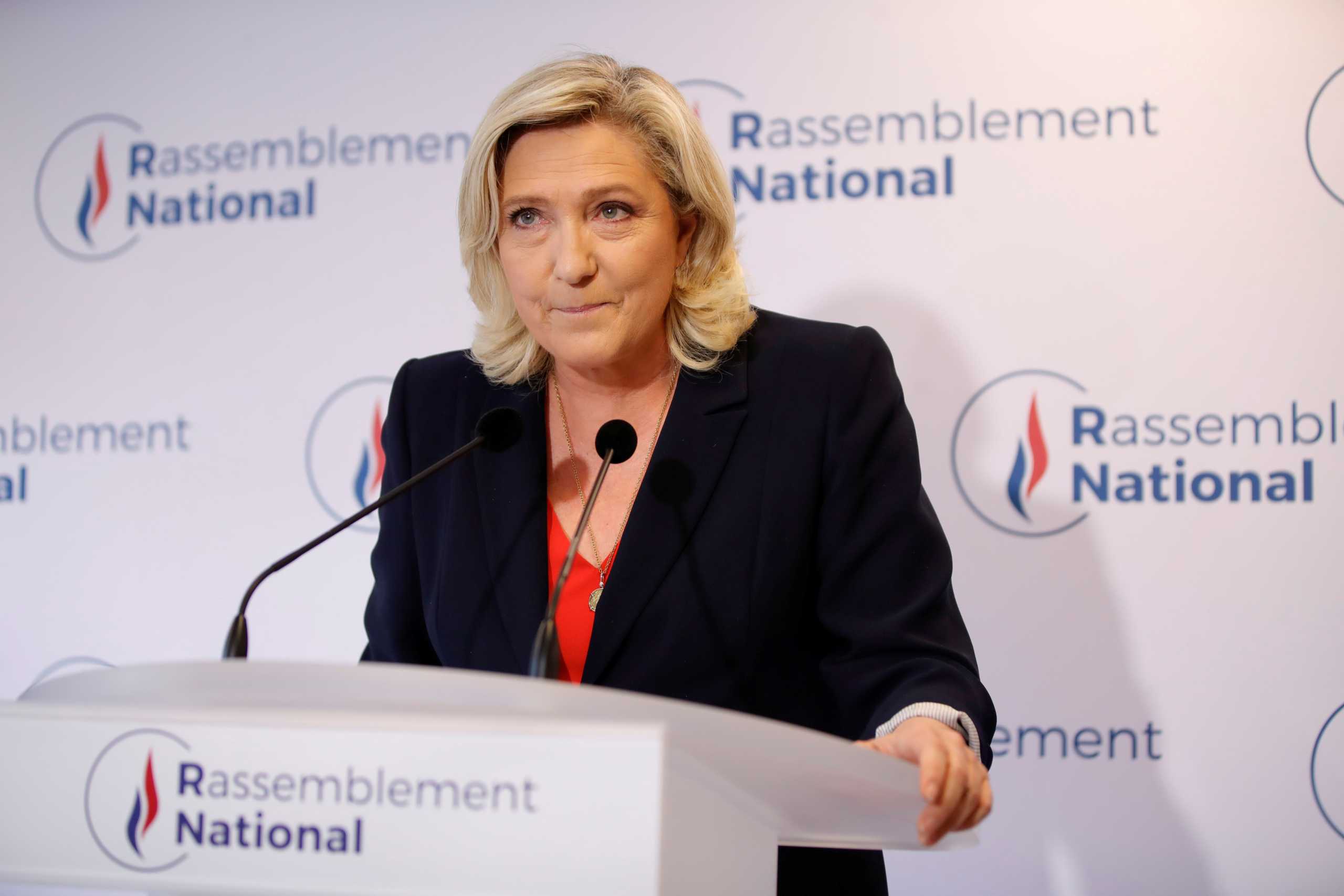 French far-right National Rally (Rassemblement National) party leader Marine Le Pen delivers a speech in reaction to the outcomes of the second round of French regional and departmental elections, in Nanterre, near Paris, France June 27, 2021. REUTERS
