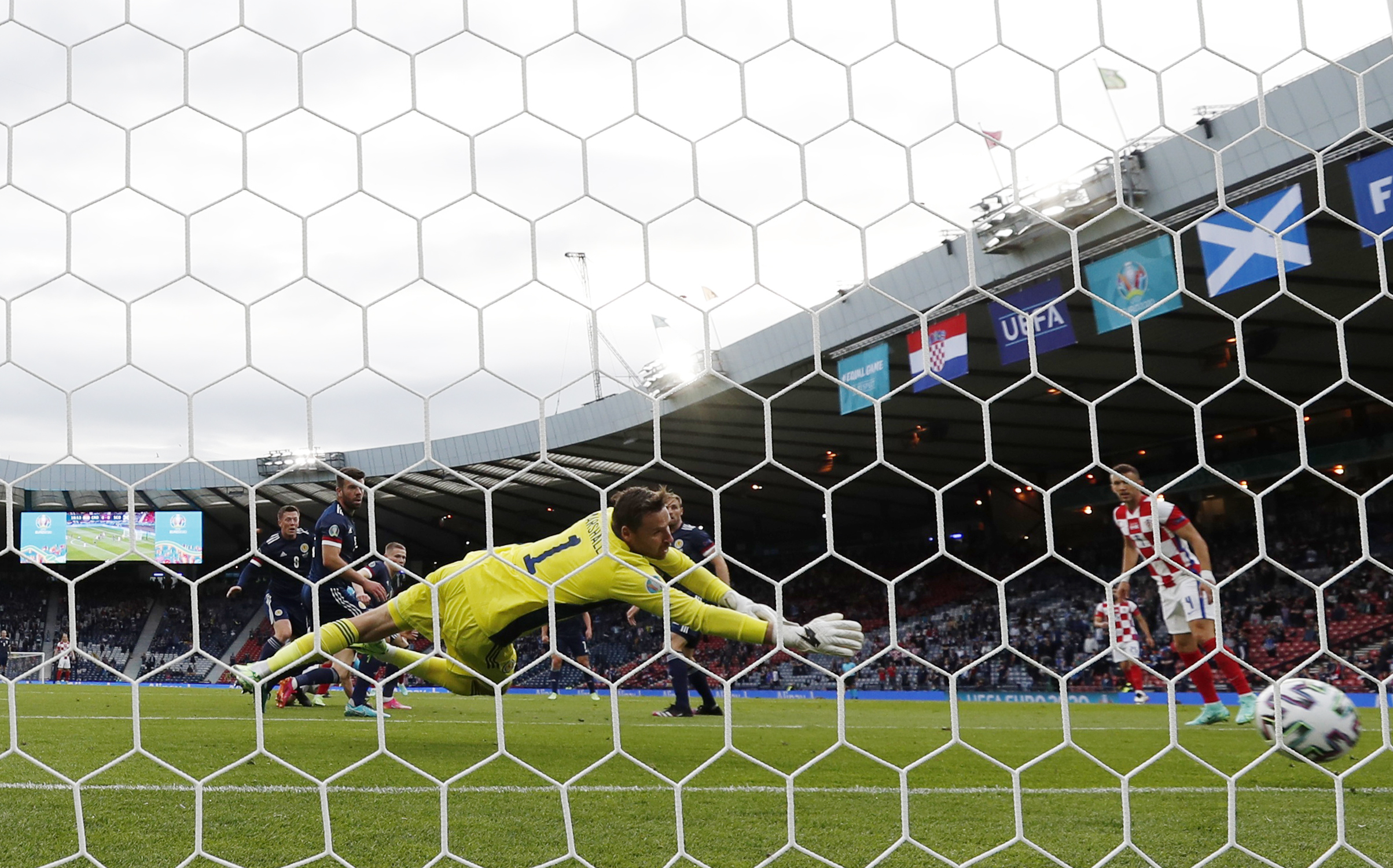 Soccer Football - Euro 2020 - Group D - Croatia v Scotland - Hampden Park, Glasgow, Scotland, Britain - June 22, 2021 Croatia's Nikola Vlasic scores their first goal REUTERS