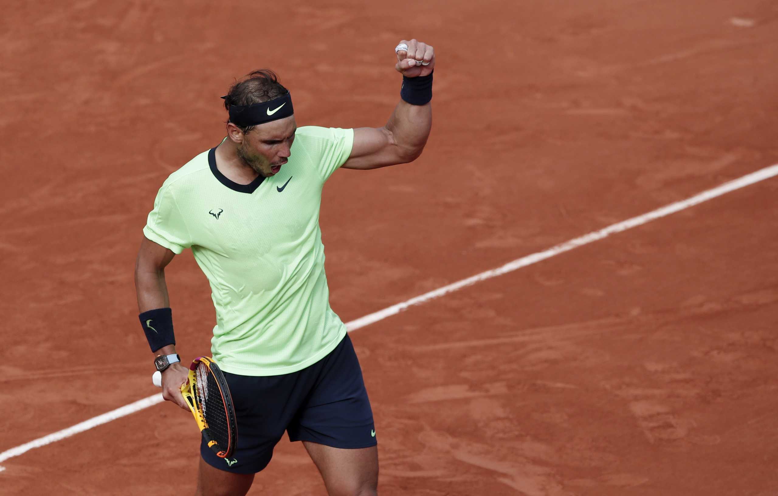 Tennis - French Open - Roland Garros, Paris, France - June 5, 2021 Spain's Rafael Nadal celebrates winning his third round match against Great Britain's Cameron Norrie REUTERS