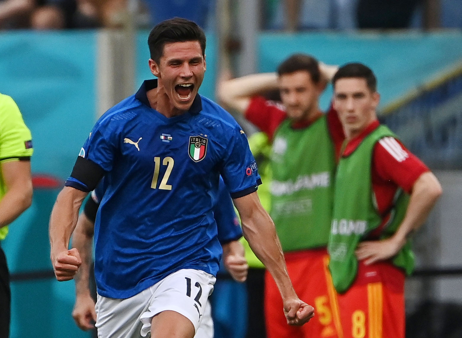 Soccer Football - Euro 2020 - Group A - Italy v Wales - Stadio Olimpico, Rome, Italy - June 20, 2021  Italy's Matteo Pessina celebrates scoring their first goal Pool via REUTERS