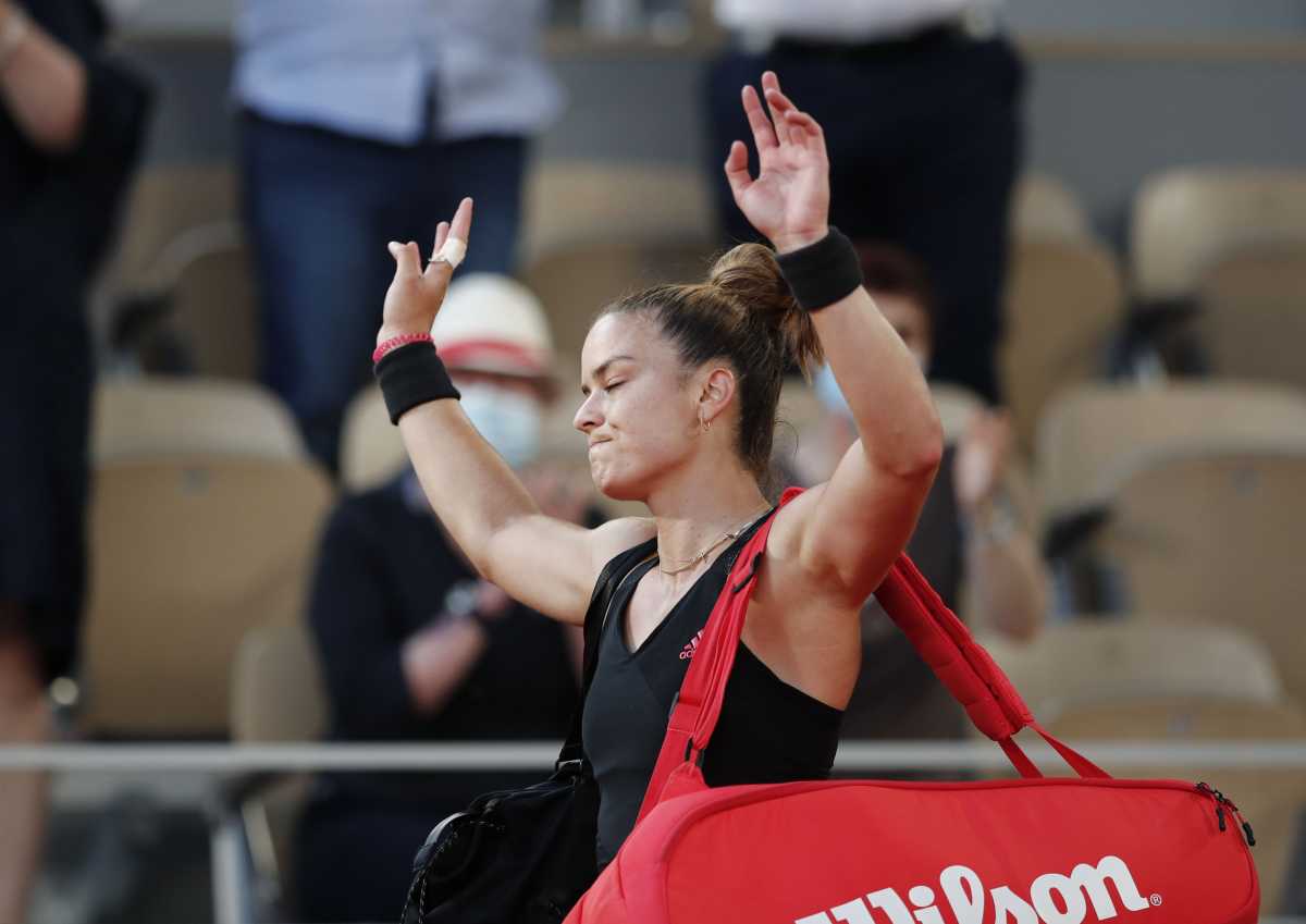 Tennis - French Open - Roland Garros, Paris, France - June 10, 2021 Greece's Maria Sakkari leaves court after losing her semi final match against Czech Republic's Barbora Krejcikova REUTERS