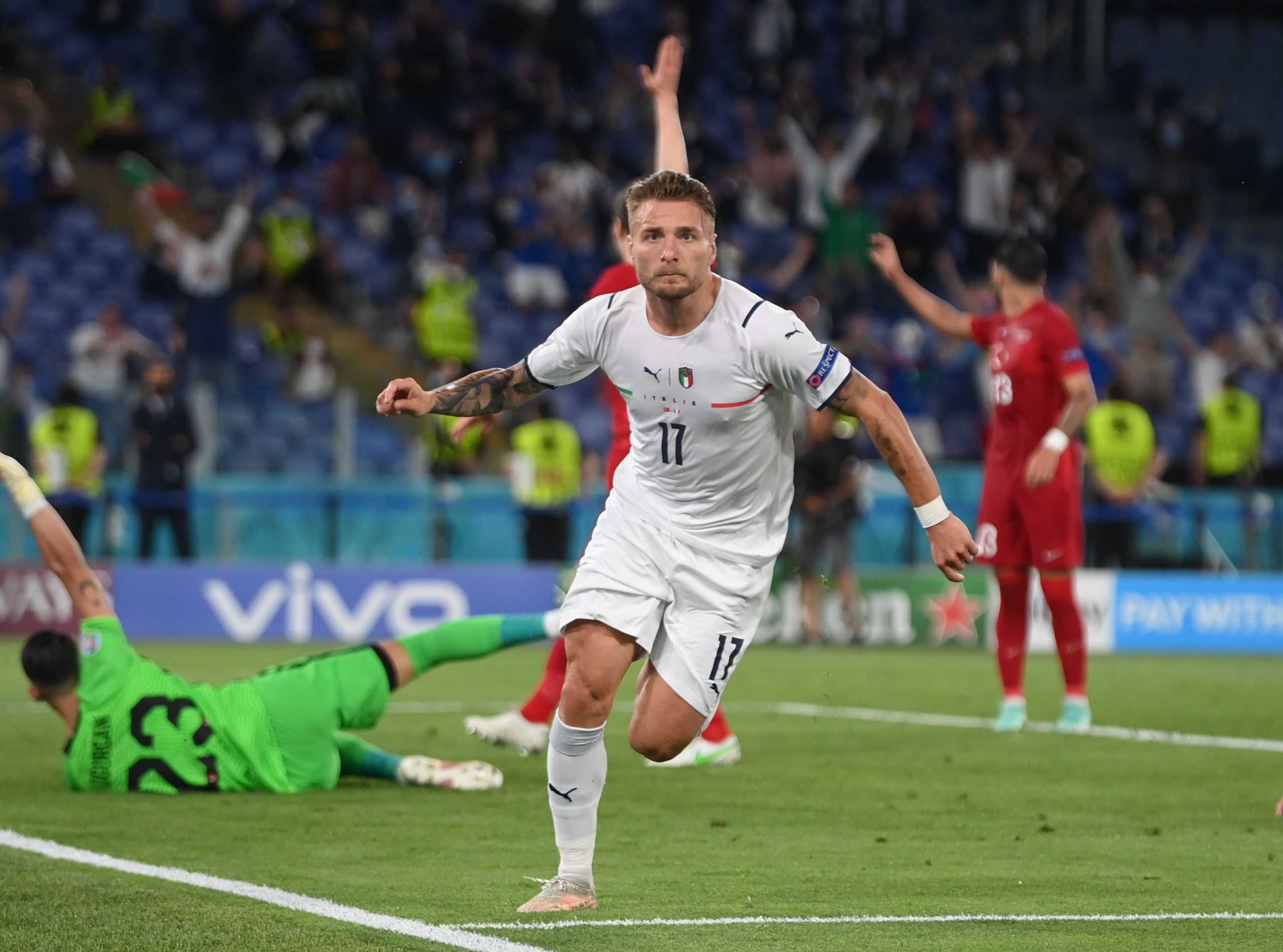 Soccer Football - Euro 2020 - Group A - Turkey v Italy - Stadio Olimpico, Rome, Italy - June 11, 2021 Italy's Ciro Immobile celebrates scoring their second goal Pool via REUTERS