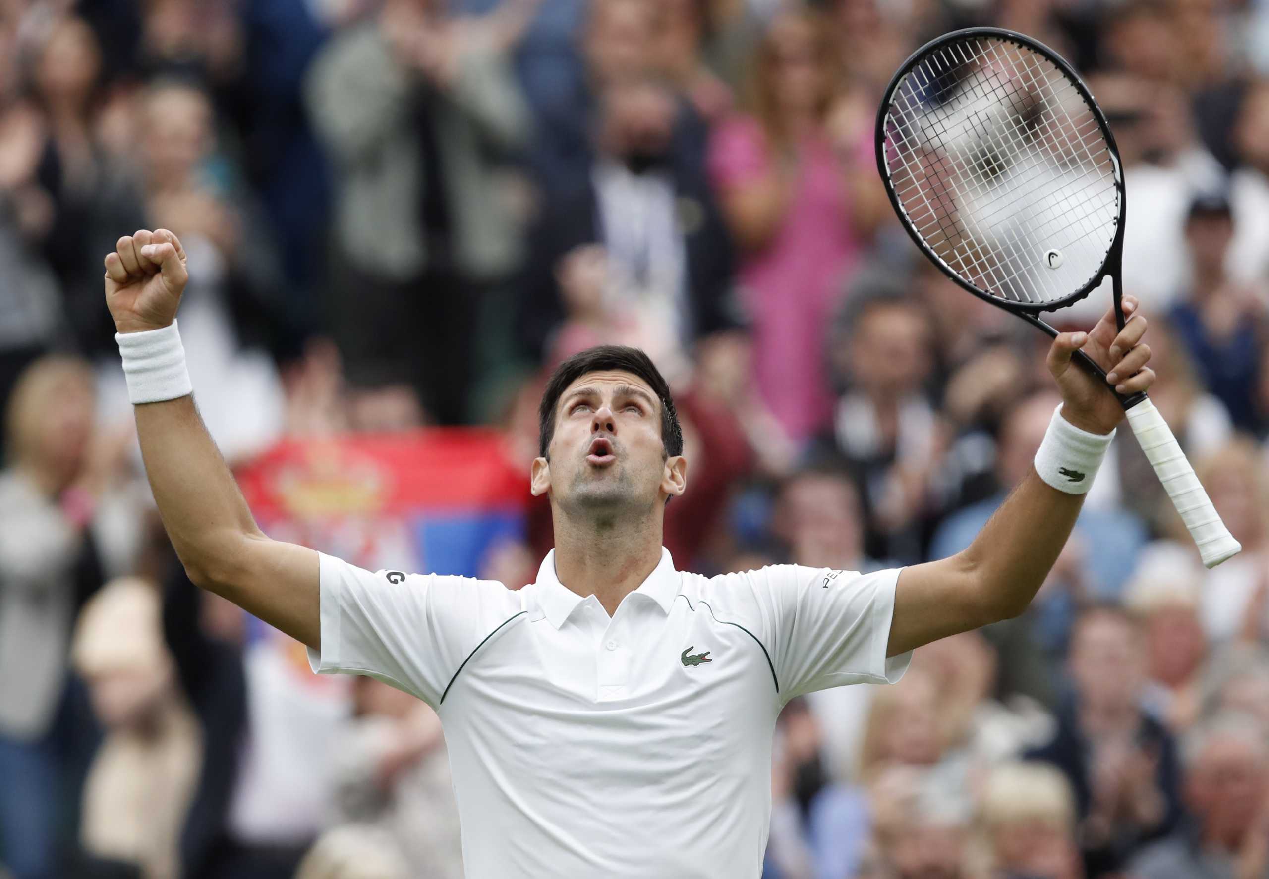 Tennis - Wimbledon - All England Lawn Tennis and Croquet Club, London, Britain - June 28, 2021 Serbia's Novak Djokovic celebrates winning his first round match against Britain's Jack Draper REUTERS