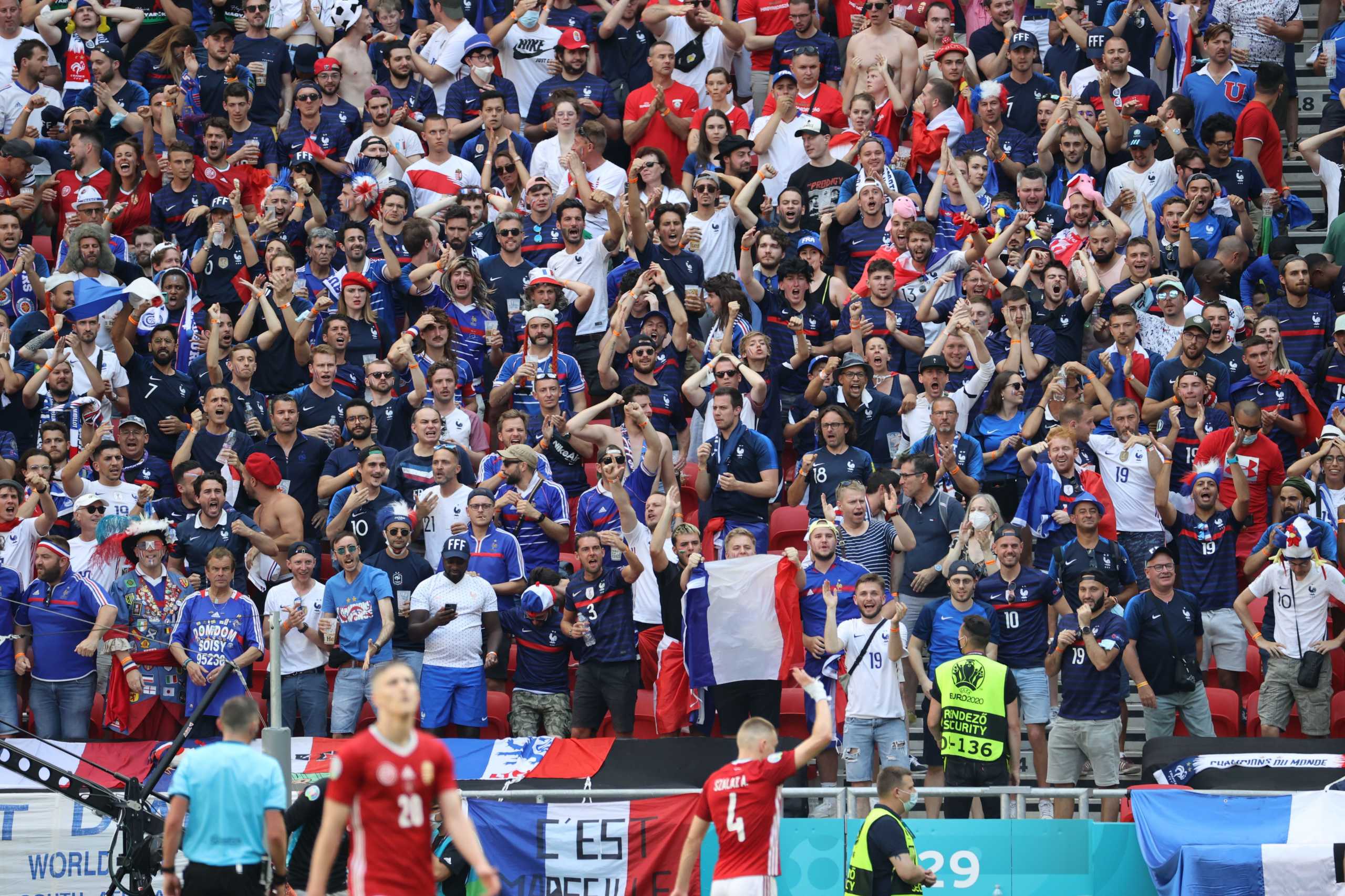Soccer Football - Euro 2020 - Group F - Hungary v France - Puskas Arena, Budapest, Hungary - June 19, 2021 France fans react Pool via REUTERS