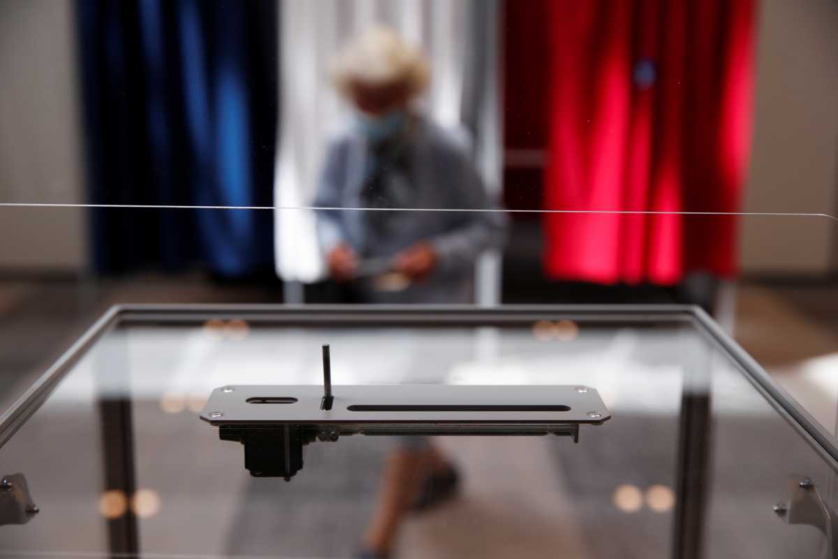 The voting box is seen at a polling station during the first round of French regional and departmental elections, in Le Touquet-Paris-Plage, France June 20, 2021. REUTERS