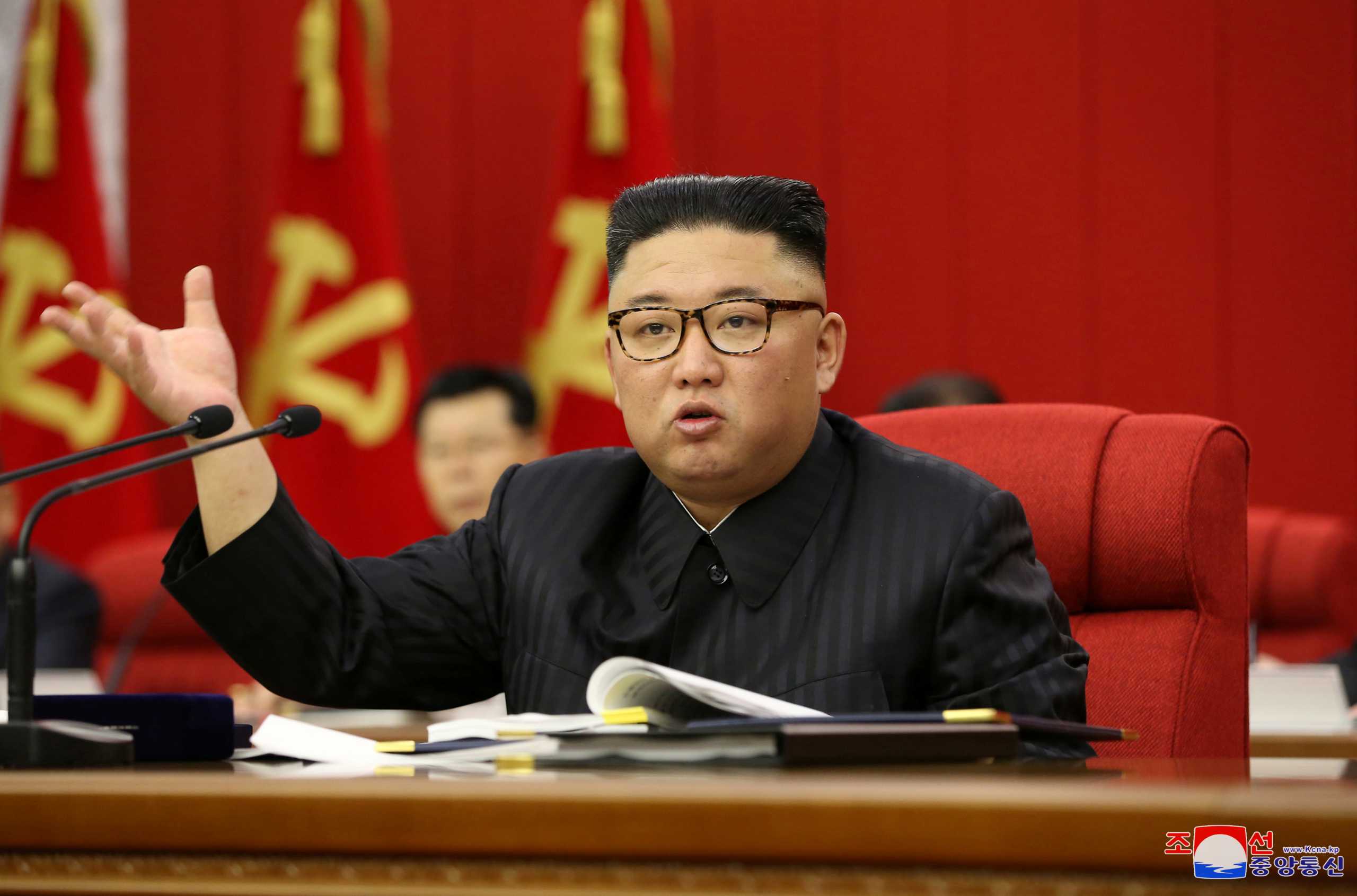 North Korean leader Kim Jong Un speaks during the opening of the 3rd Plenary Meeting of the 8th Central Committee of the Workers' Party of Korea (WPK), in Pyongyang, North Korea, in this undated photo released on June 16, 2021 by North Korea's Korean Central News Agency (KCNA). KCNA