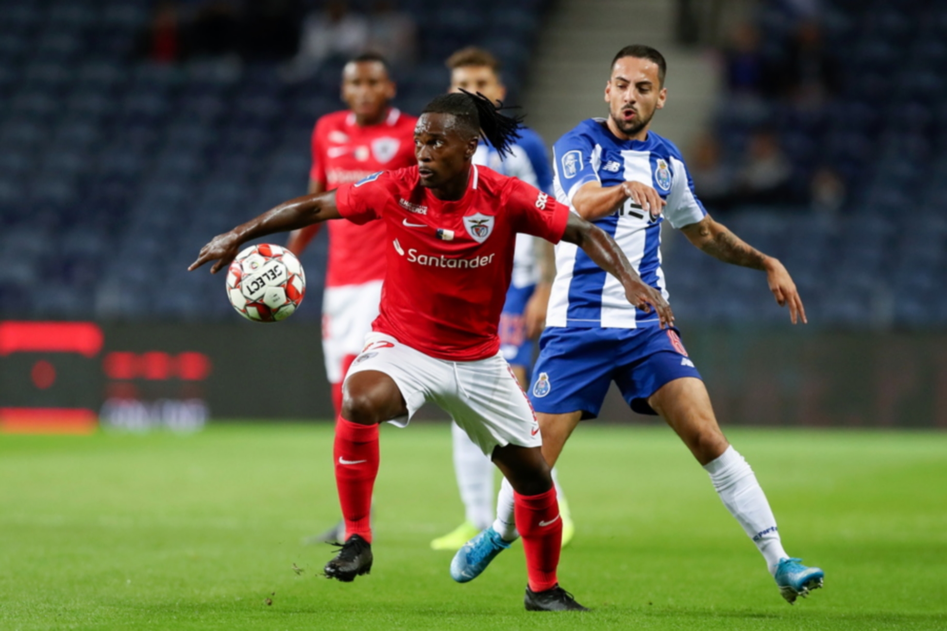 epa07869552 FC Porto's Bruno Costa (R) in action against Santa Clara's Lincoln during the Portuguese League Cup match between FC Porto and Santa Clara at Dragao stadium in Porto, Portugal, 25 September 2019.  EPA