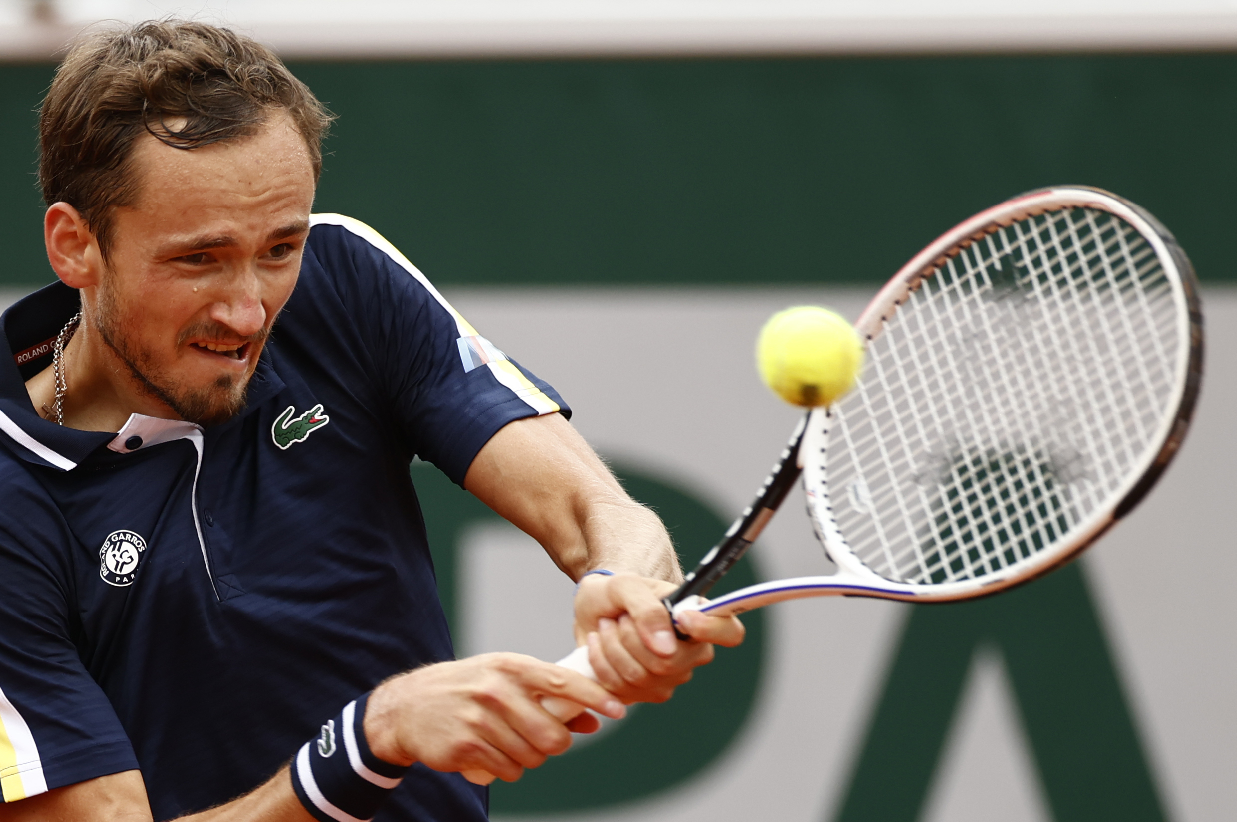 Tennis - French Open - Roland Garros, Paris, France - June 4, 2021 Russia's Daniil Medvedev in action during his third round match against Reilly Opelka of the U.S. REUTERS
