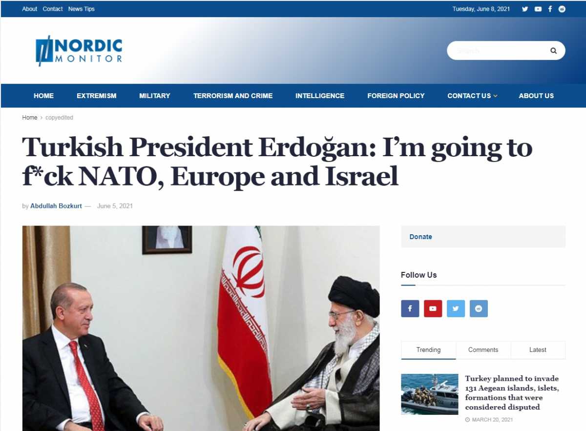 Χυδαίος Ερντογάν: «Θα γ@@@ τις μάνες του ΝΑΤΟ, της Ευρώπης και του Ισραήλ»