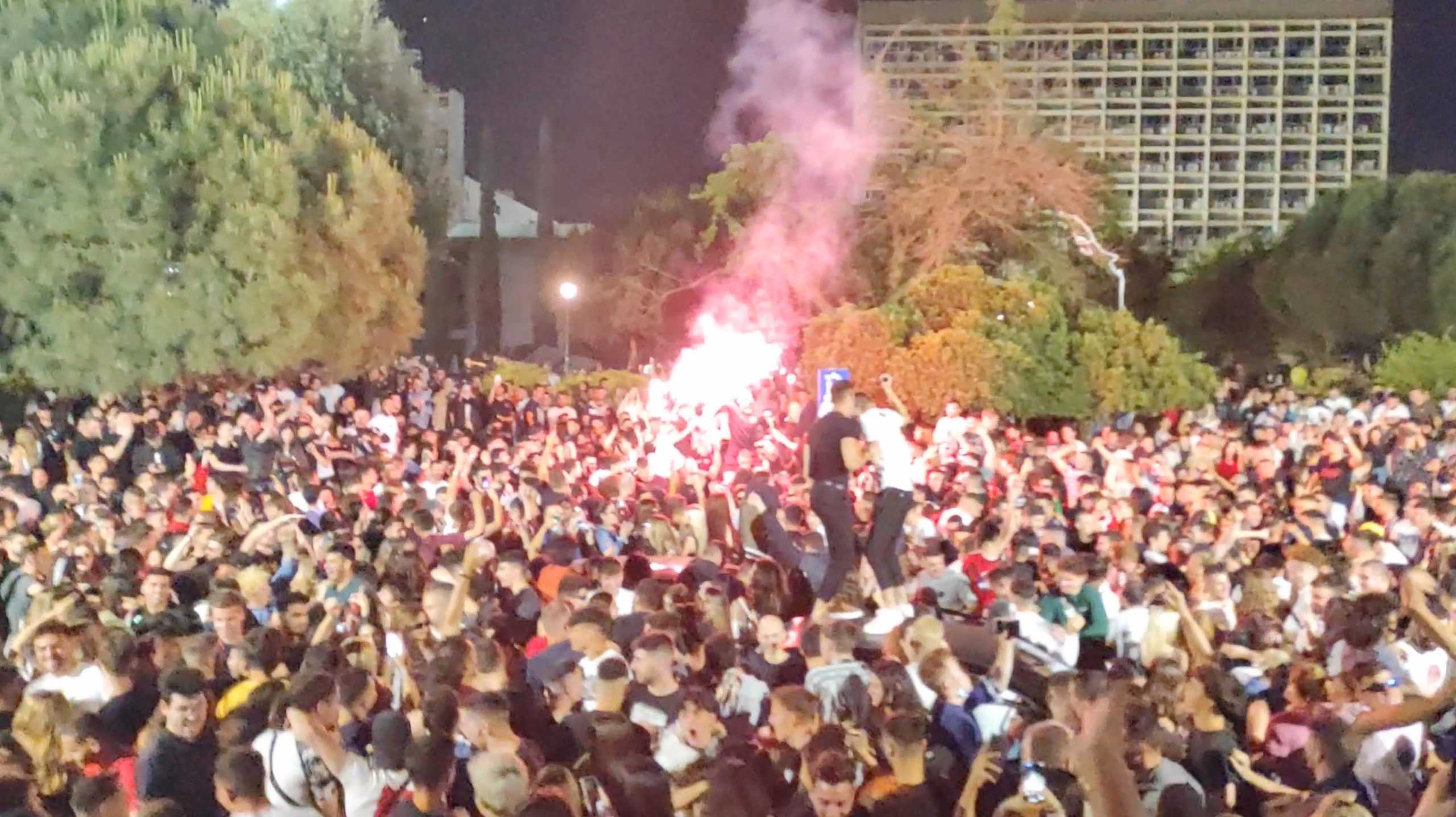 People party during an event at Aristotle University of Thessaloniki?s School of Philosophy, in  Thessaloniki, Greece June 6, 2021. THESSTODAY.GR