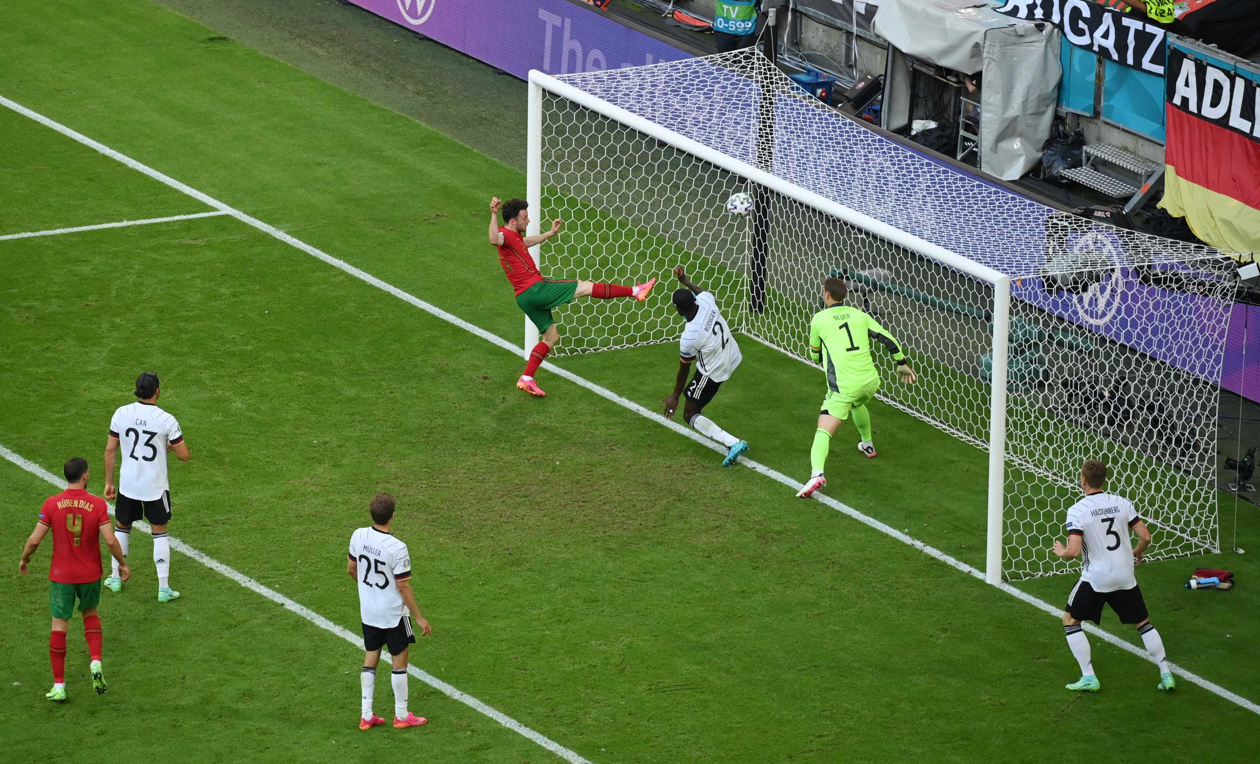 Soccer Football - Euro 2020 - Group F - Portugal v Germany - Football Arena Munich, Munich, Germany - June 19, 2021 Portugal's Diogo Jota scores their second goal Pool via REUTERS